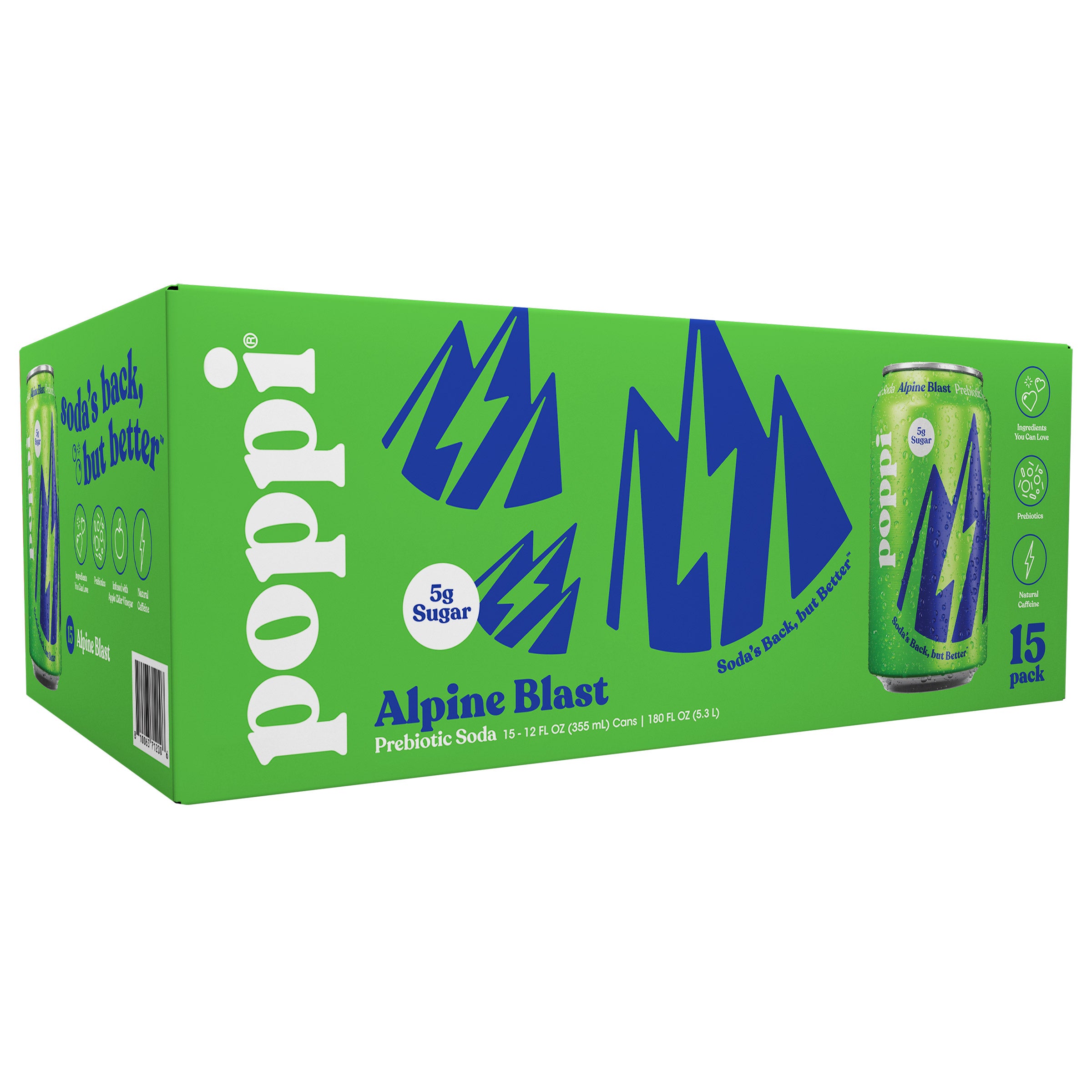 POPPI ALPINE BLAST 15/12 OUNCE CANS - Image 1