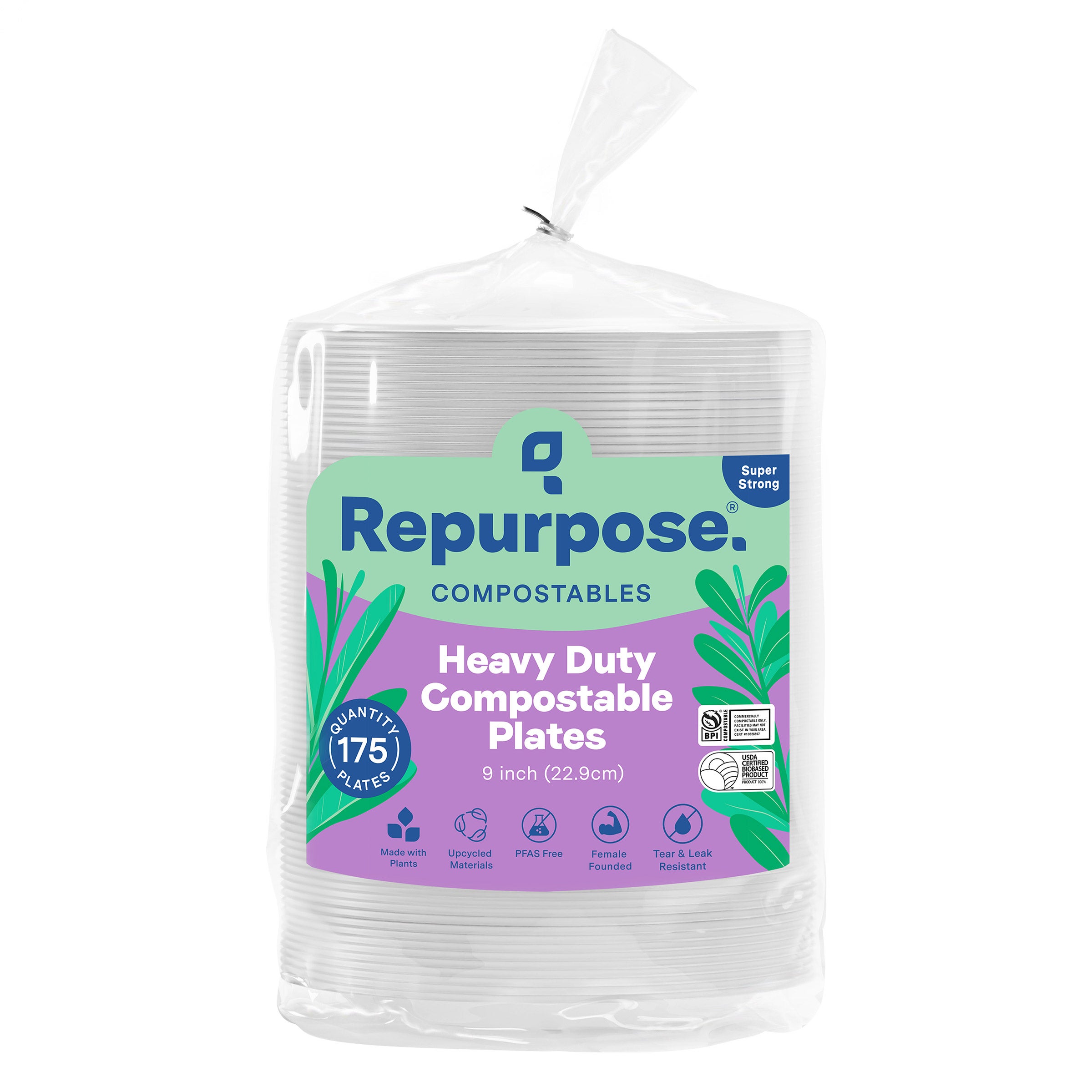 REPURPOSE COMPOSTABLE 9¨ BAGASSE PLATES 175 CT