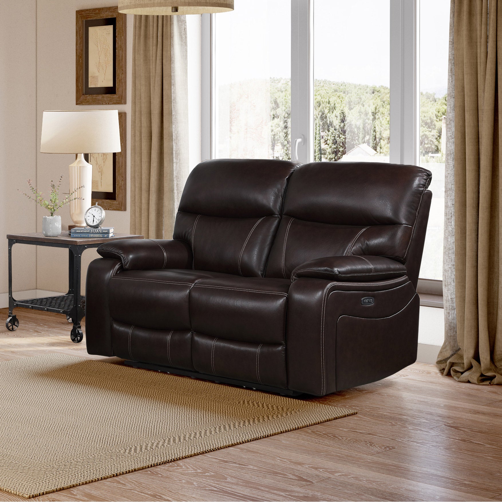 NORTHRIDGE HOME FALLON LEATHER POWER RECLINING LOVESEAT
