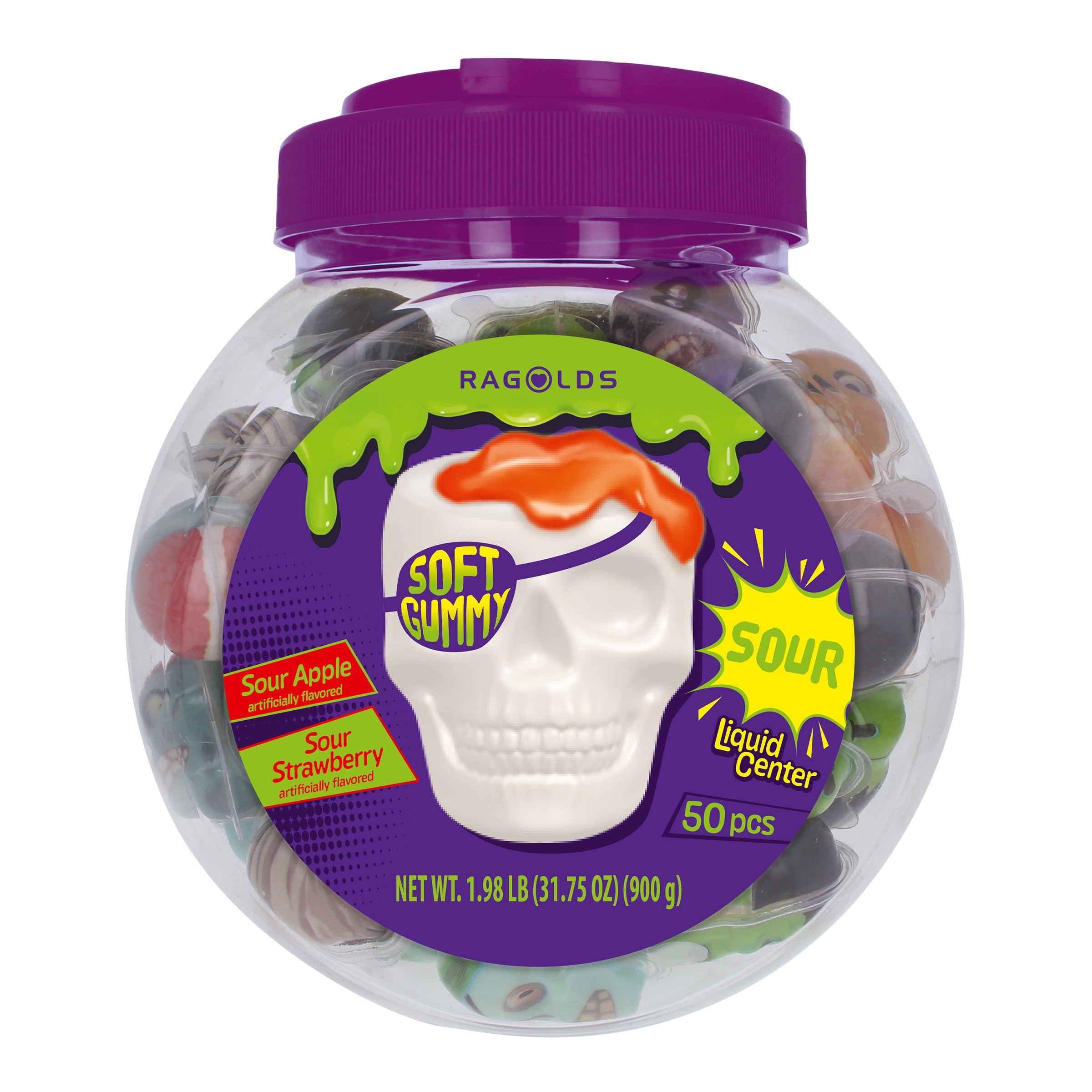 RAGOLDS SPOOKY SKULL FILLED GUMMY 50 CT