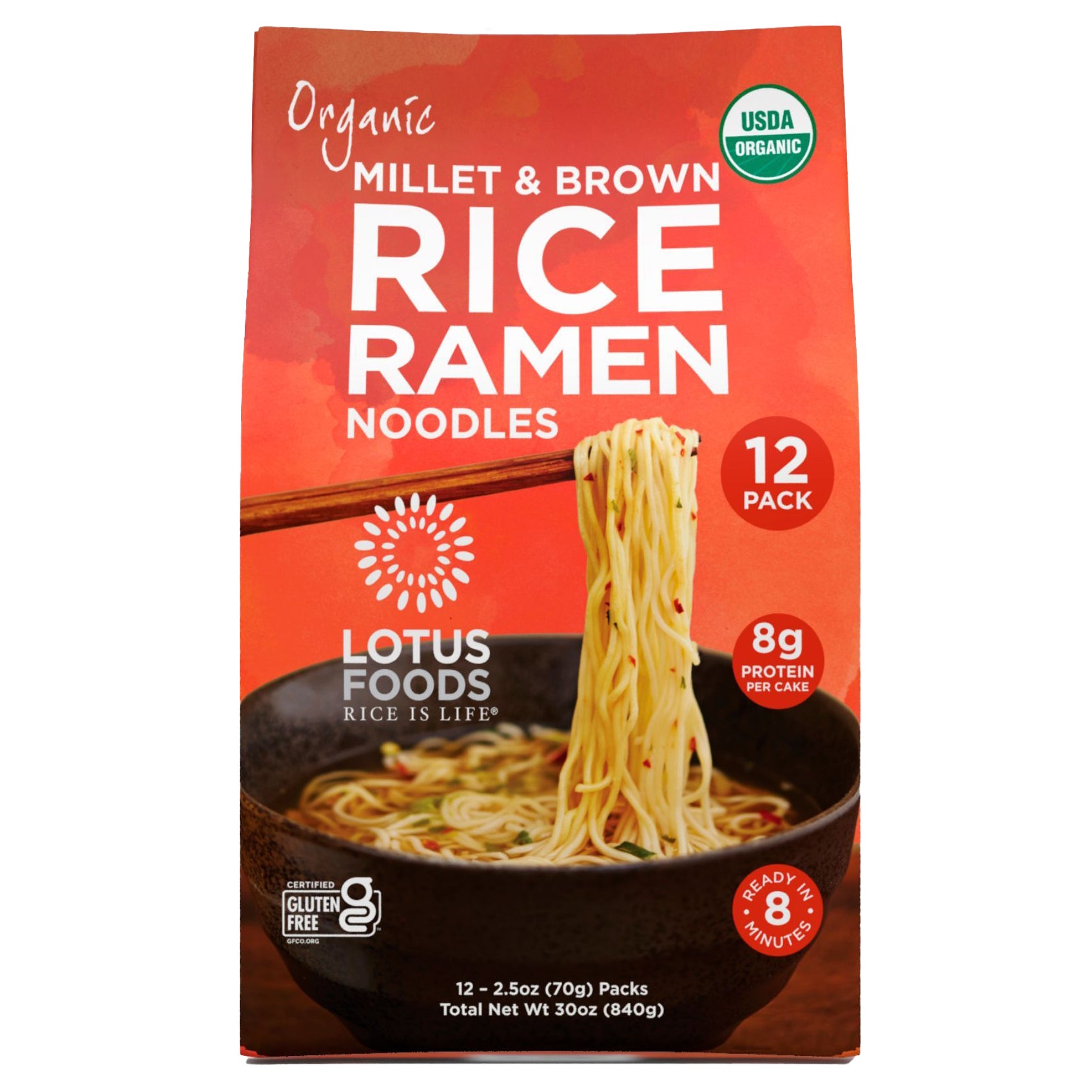 LOTUS FOODS ORGANIC MILLET & BROWN RICE RAMEN 30-OZ. - Image 1