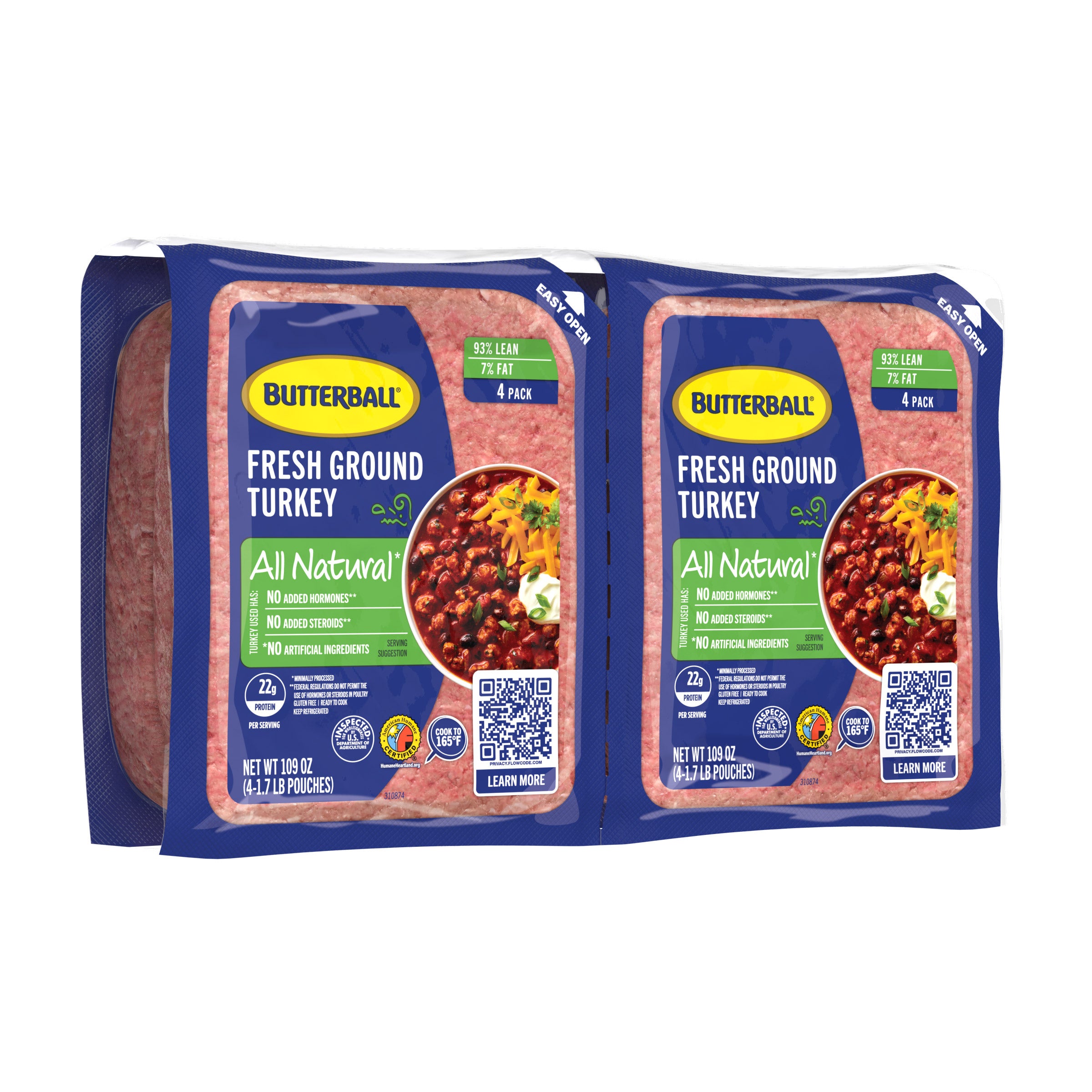 FRESH GROUND TURKEY 93% LEAN / 7% FAT 4 - 1.7 LB UNITS - Image 1