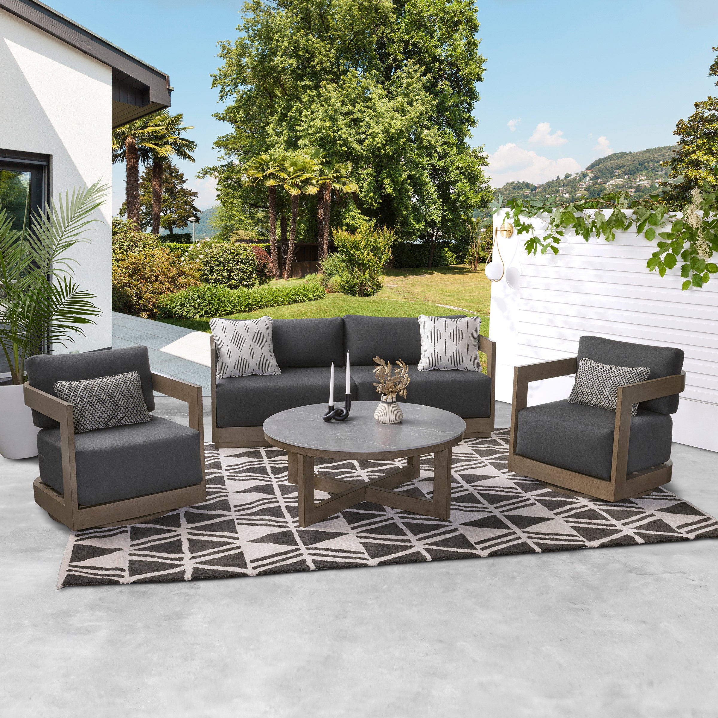AGIO MENORCA 4PC DEEP SEATING SET SWIVEL CHAIRS