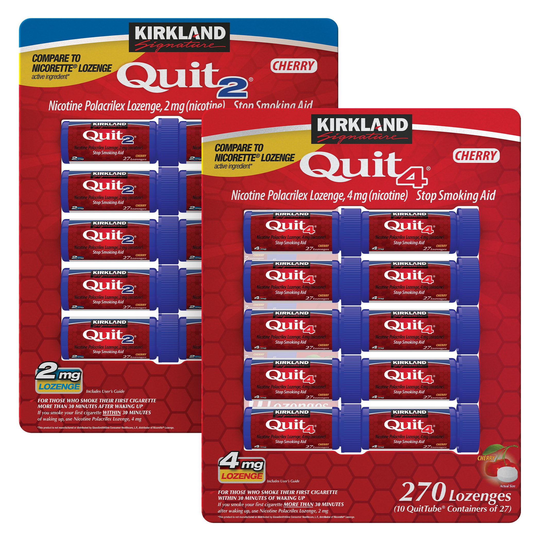 KIRKLAND SIGNATURE QUIT4 4MG LOZENGE CHERRY 270 COUNT - Image 1