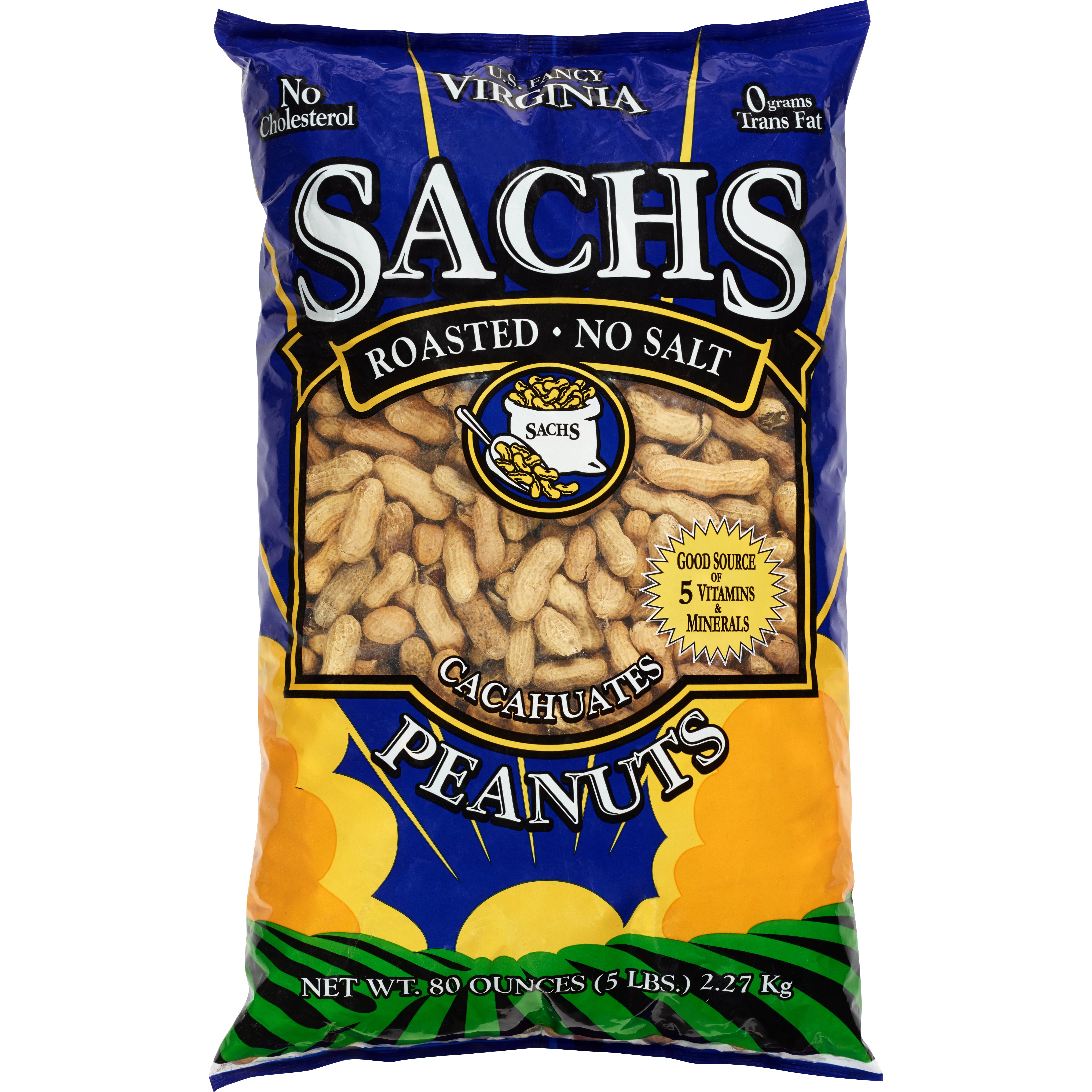 SACHS UNSALTED INSHELL PEANUTS 80 OZ (5 LBS) - Image 1
