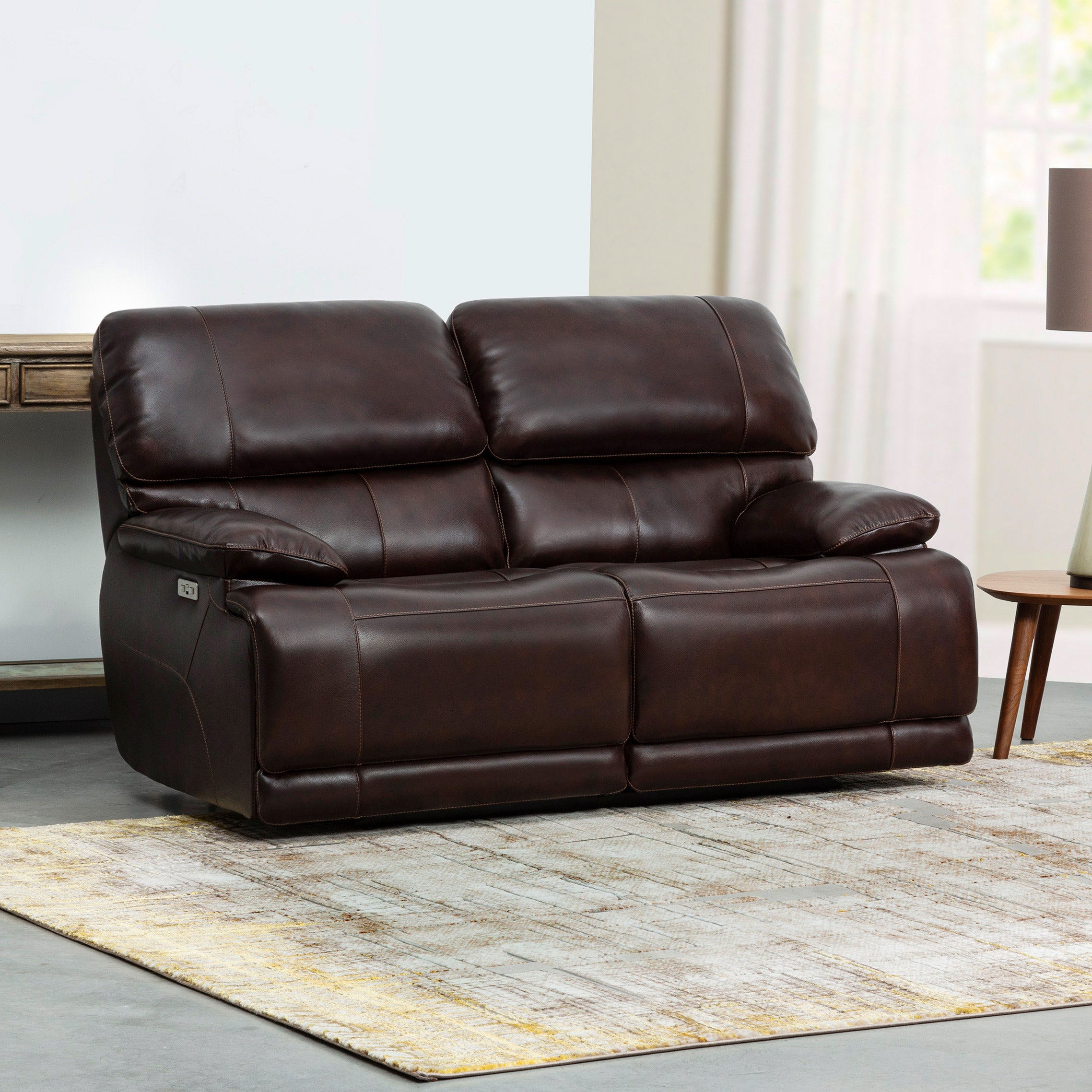SIMON LI LEATHER POWER LOVESEAT WITH POWER HEADRESTS - Image 1