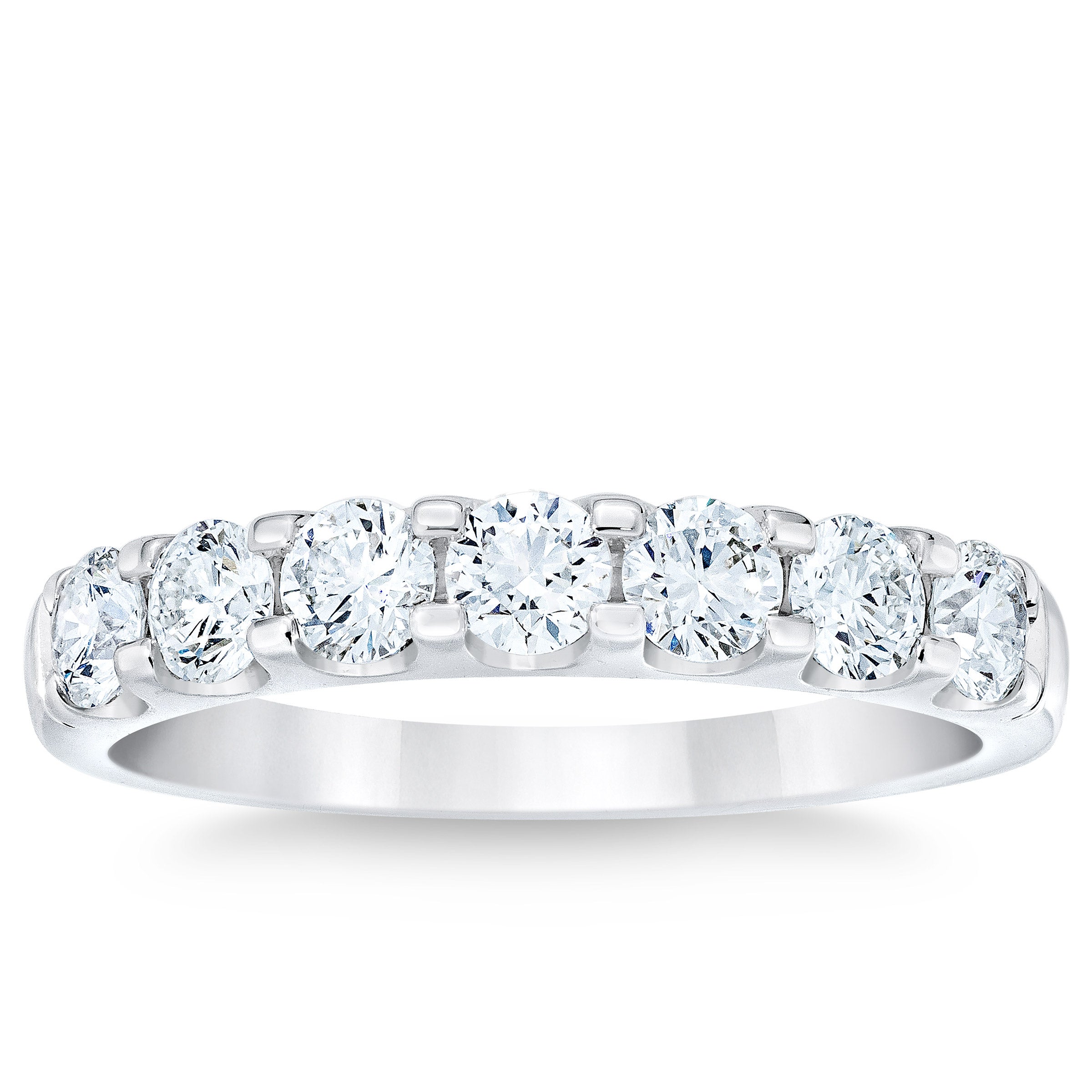 14KT WHITE GOLD VS2 G 1.00CTW ROUND DIAMOND 7 STONE BAND - Image 1