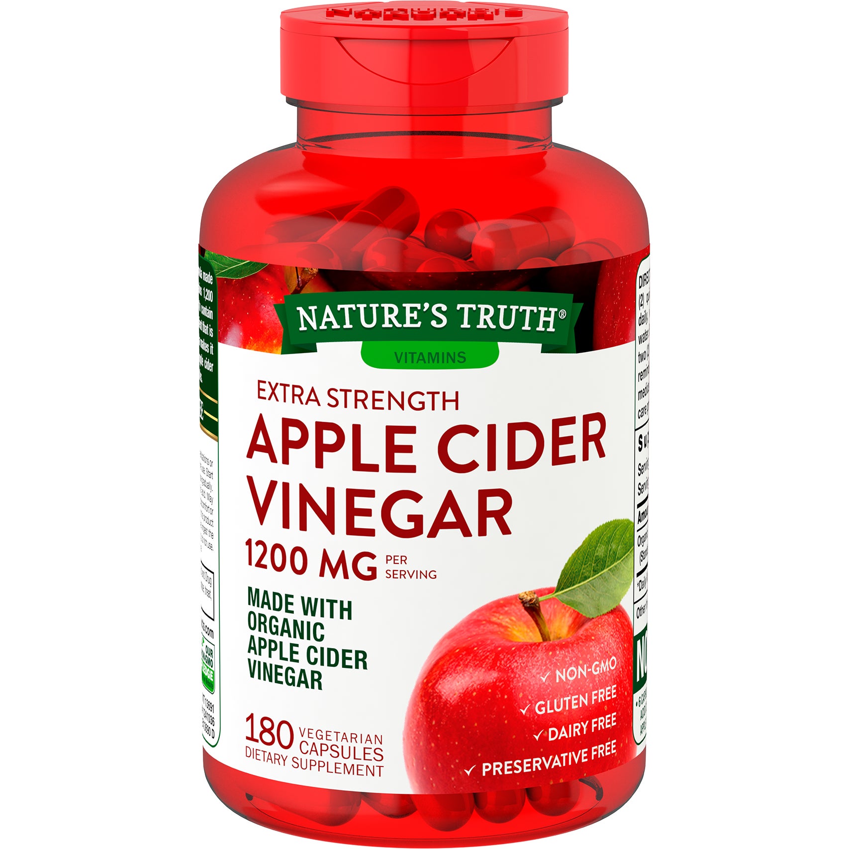 NATURE'S TRUTH APPLE CIDER VINEGAR 1200MG. 180 CAPSULES - Image 1
