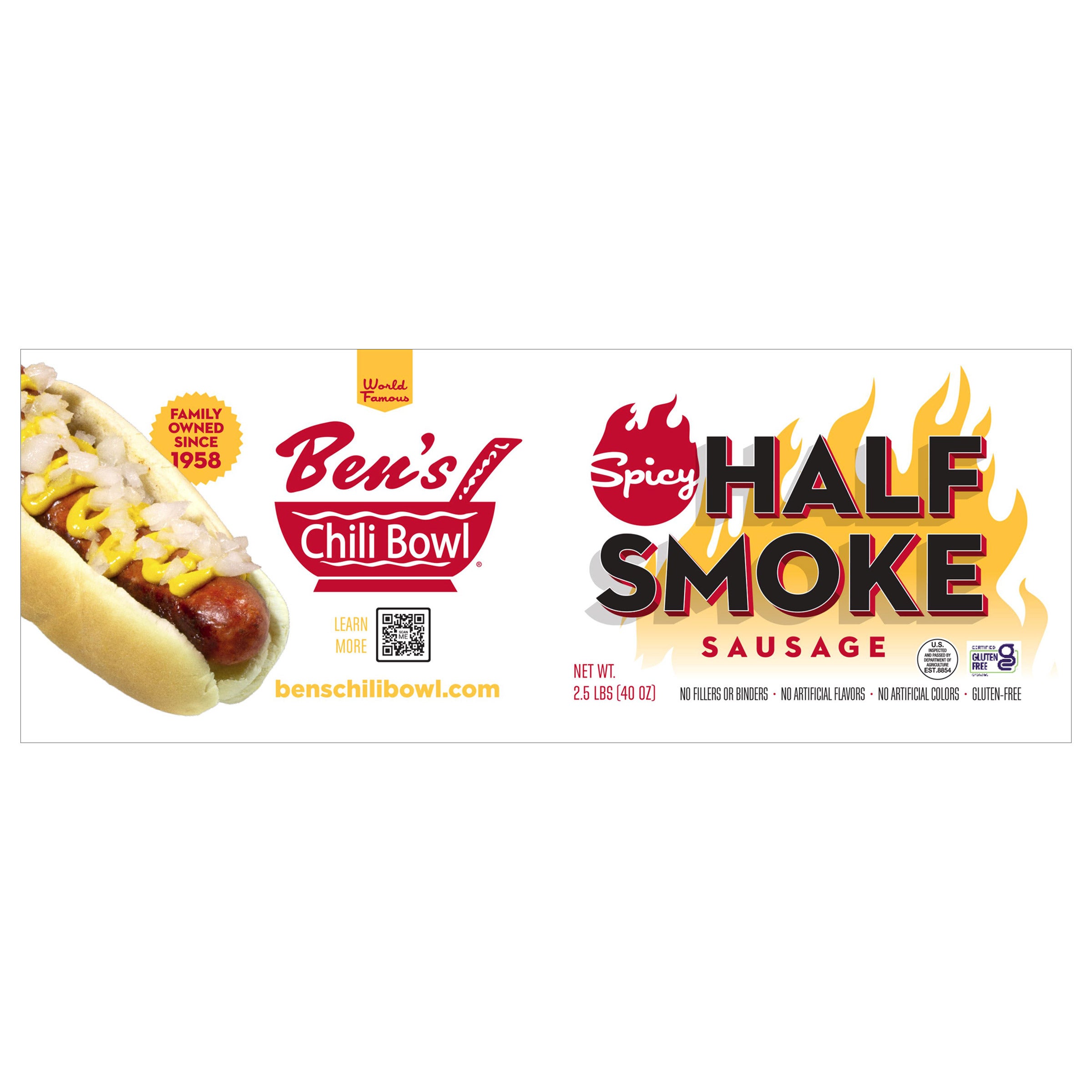 BEN'S CHILI BOWL SPICY SMOKE SAUSAGE 40 OZ (2.5 LBS)