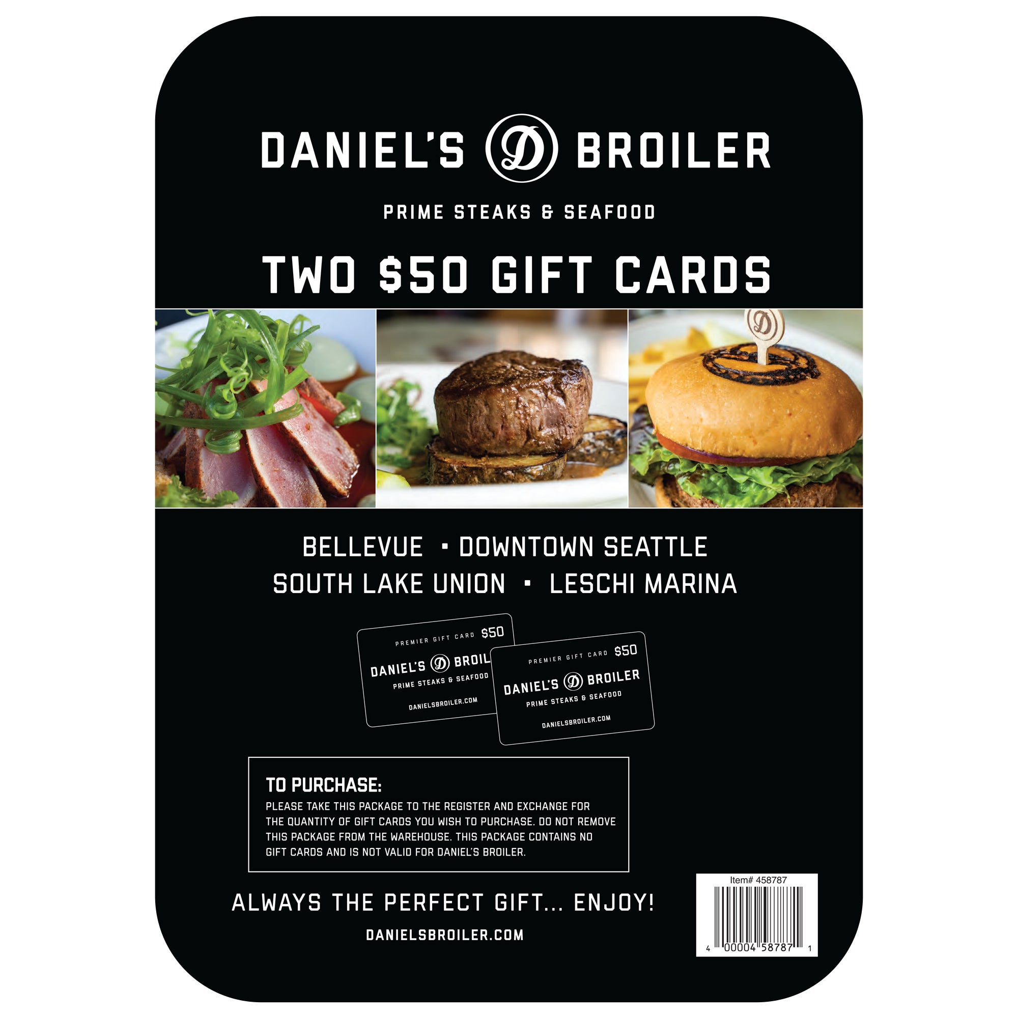 DANIEL'S BROILER 2/$50 GIFT CARDS ITEM IS NON-REFUNDABLE - Image 1
