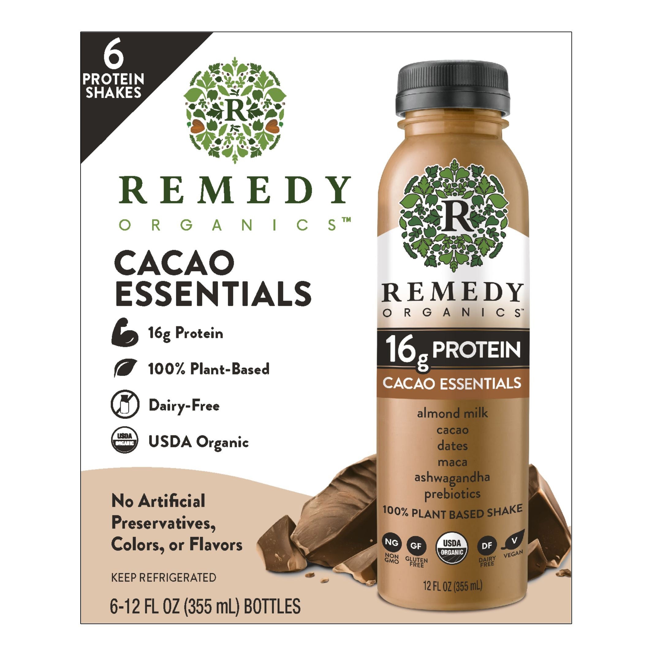 REMEDY ORGANICS CACAO ESSENTIALS SHAKE 6/12 OZ - Image 1