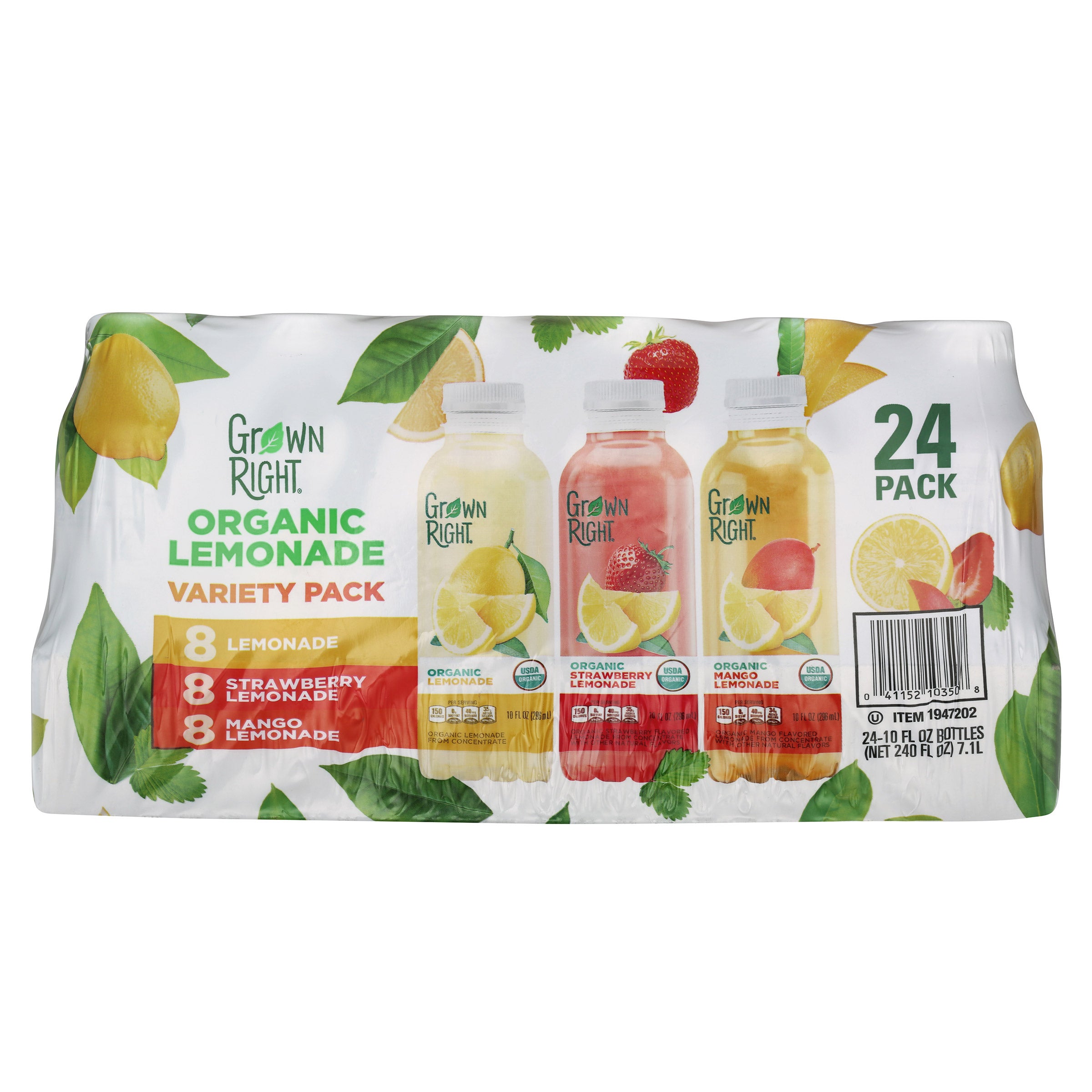 GROWN RIGHT ORG LEMONADE VARIETY 24/10 OUNCE BOTTLES - Image 1