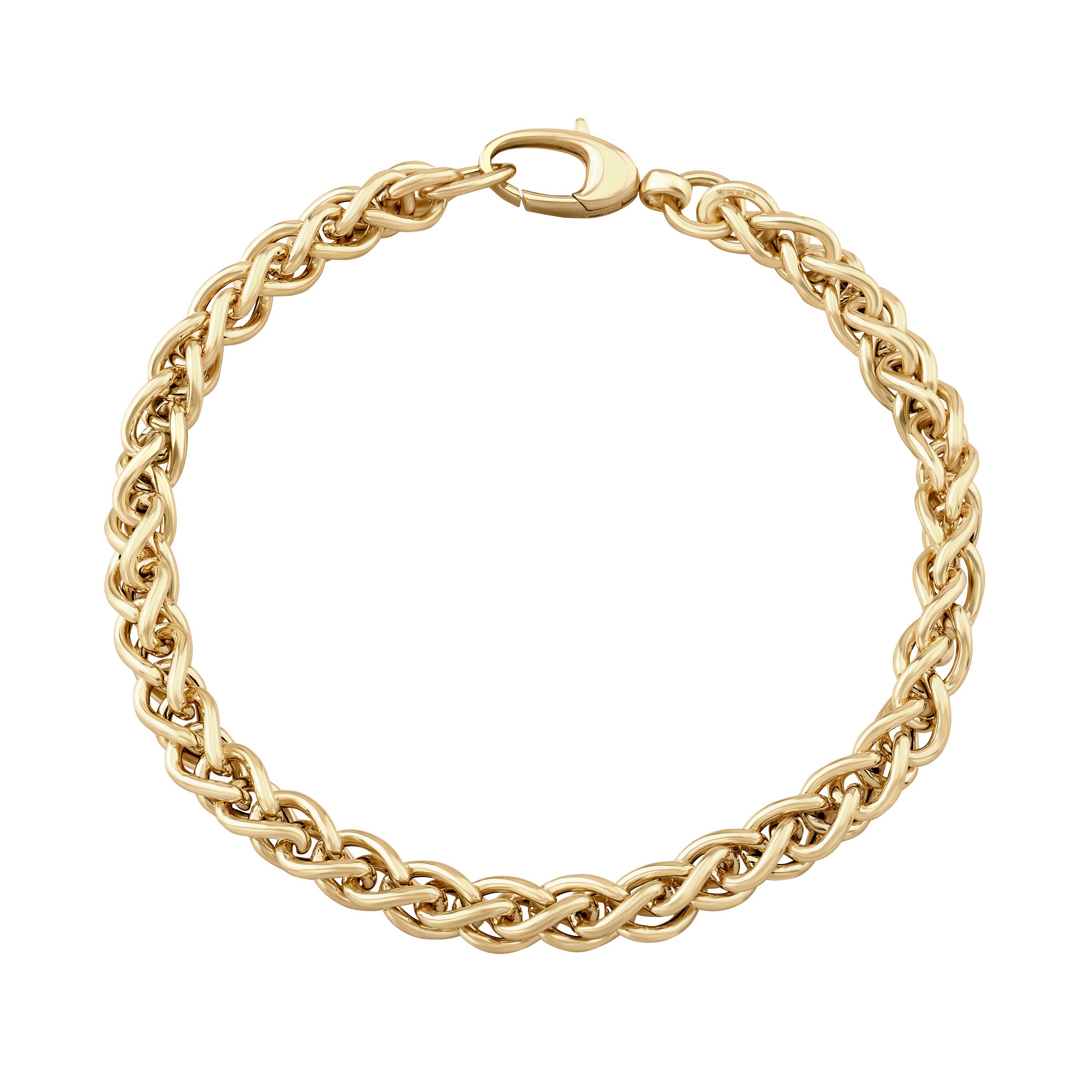 14KT YELLOW GOLD PUFFED WHEAT BRACELET MADE IN ITALY - Image 1