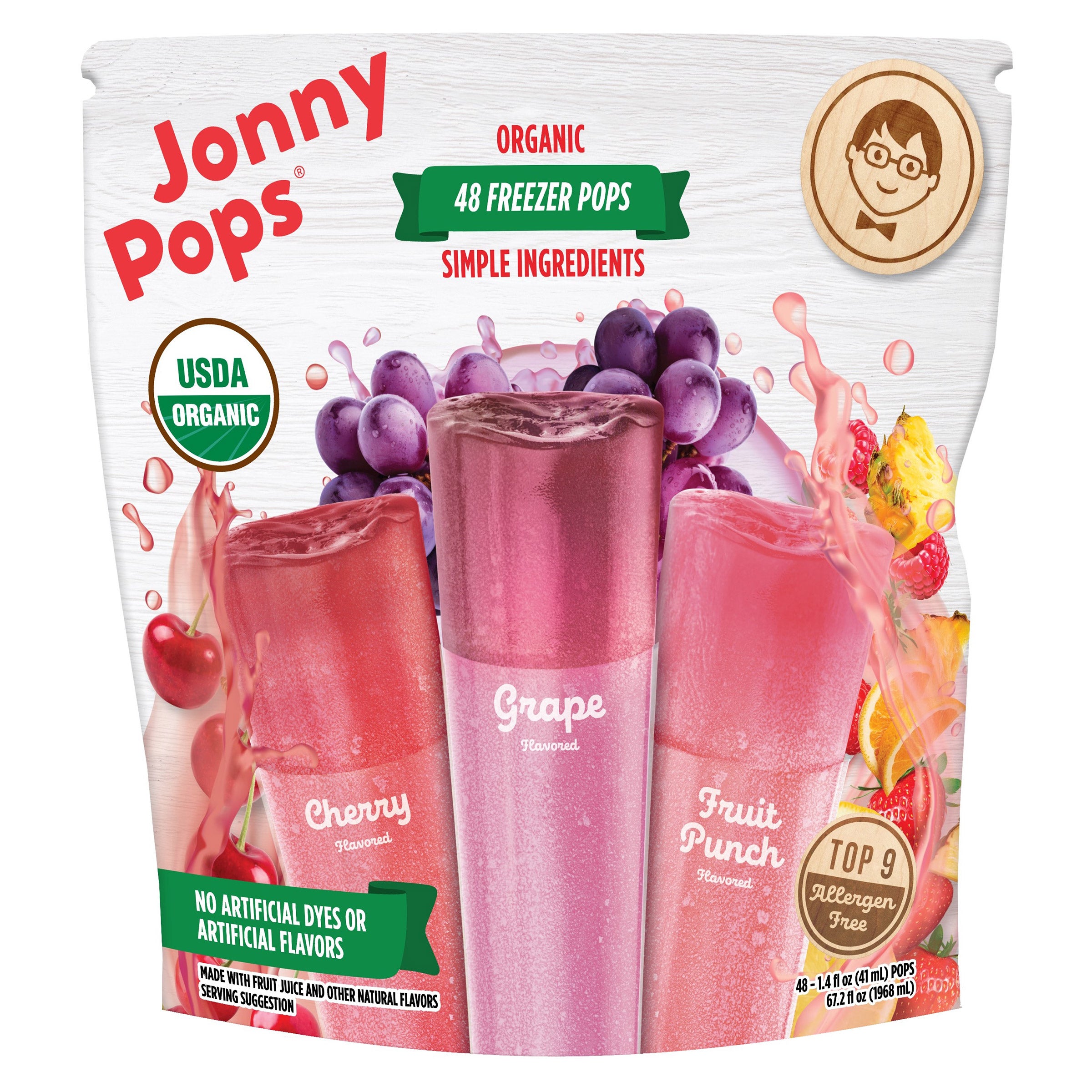 ORGANIC JONNY POPS FREEZER POPS VARIETY 48/1.35 OZ (2 QTS) - Image 1