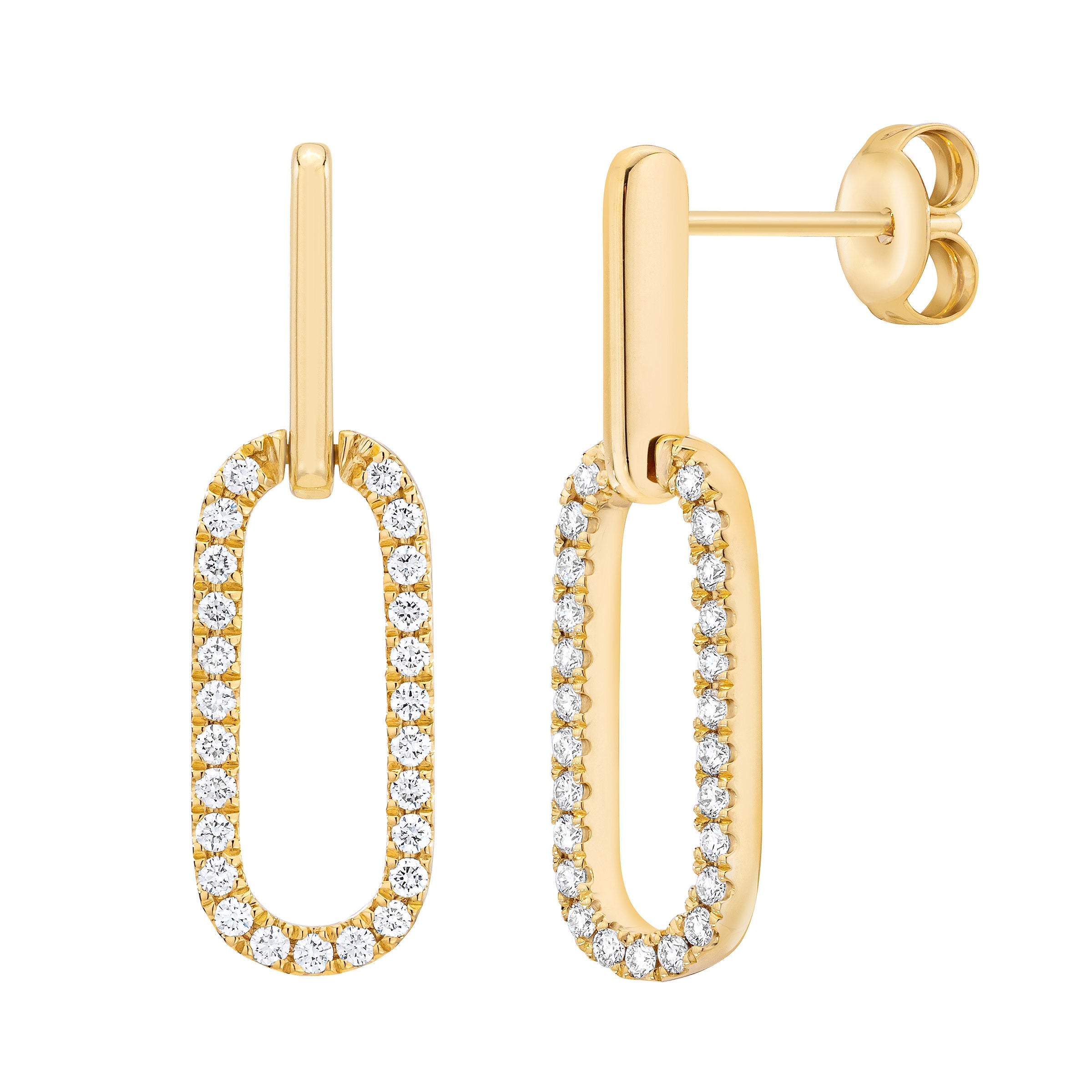 14KT YELLOW GOLD VS2 I 0.30CTW ROUND DIAMOND PAPERCLIP EARRINGS