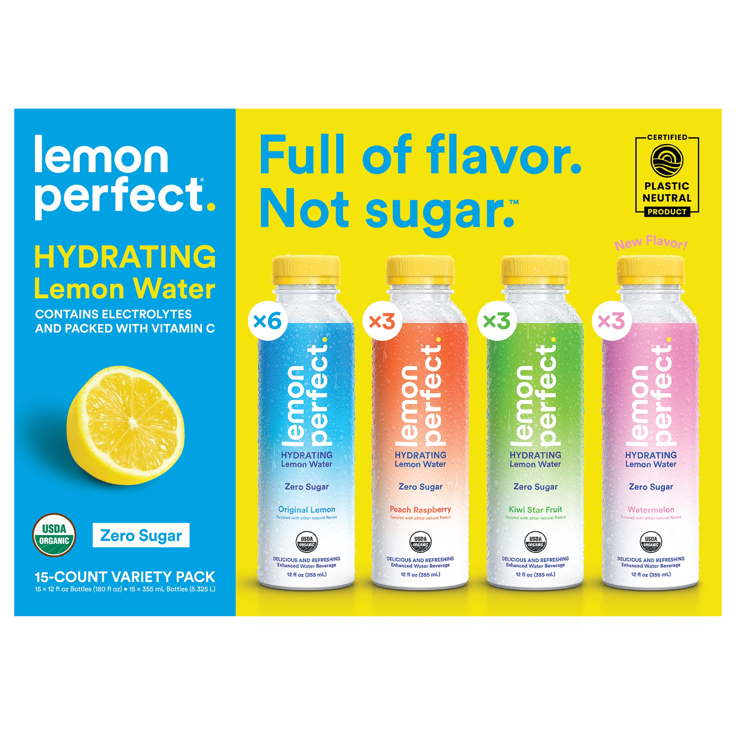 ORGANIC LEMON PERFECT LEMON WATER VARIETY 15 PACK 12 OUNCES
