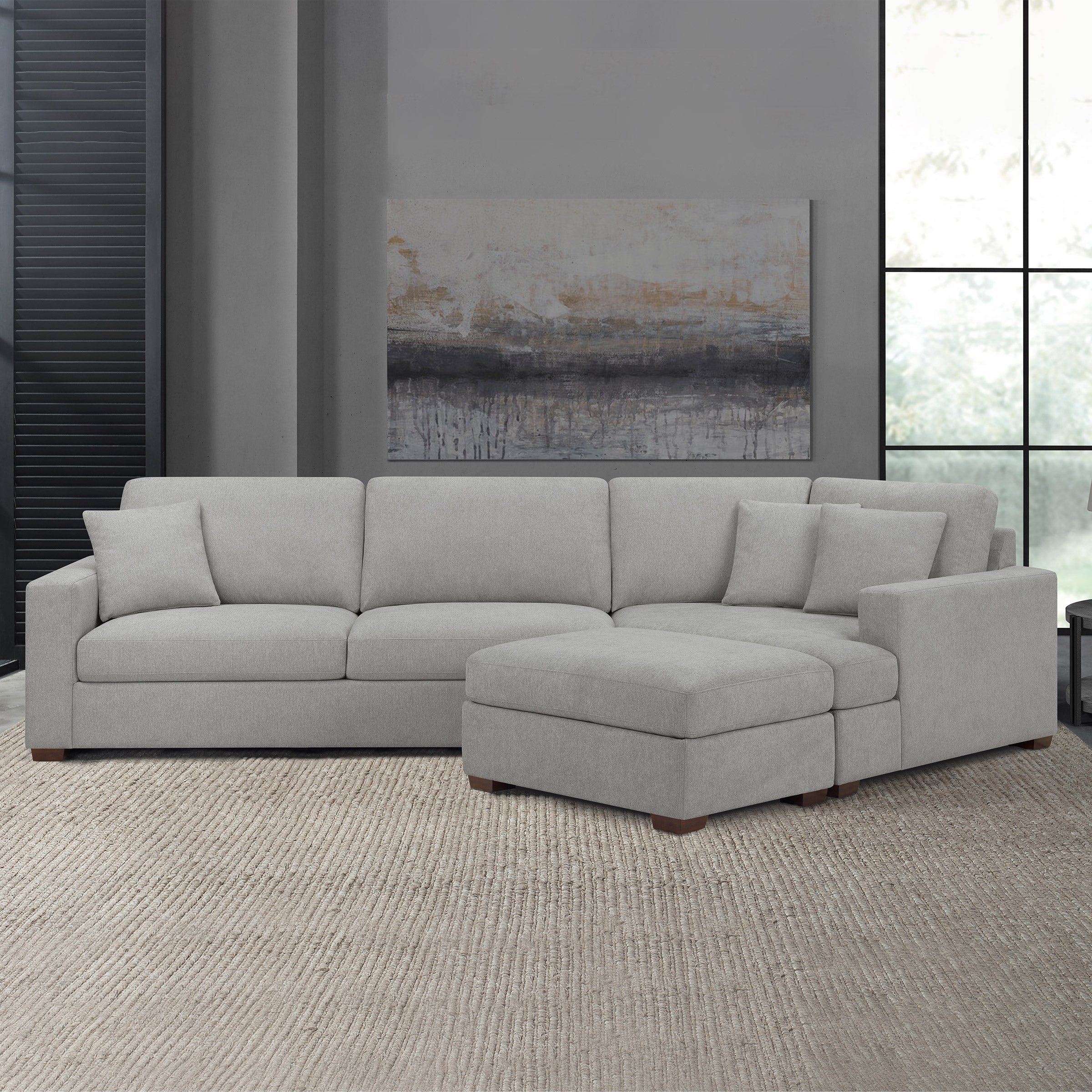 THOMASVILLE EZRA FABRIC SECTIONAL WITH OTTOMAN - Image 1