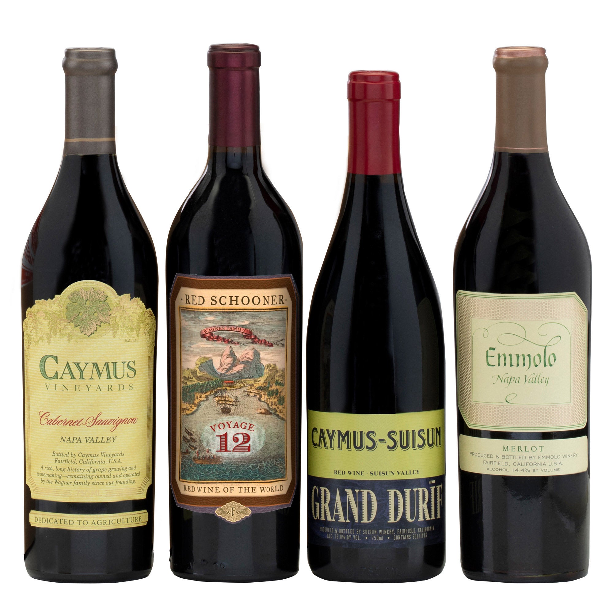 CAYMUS NV CAB,RED SCHOONER MALBEC,CAYMUS PETIT SIRAH, MERLOT - Image 1