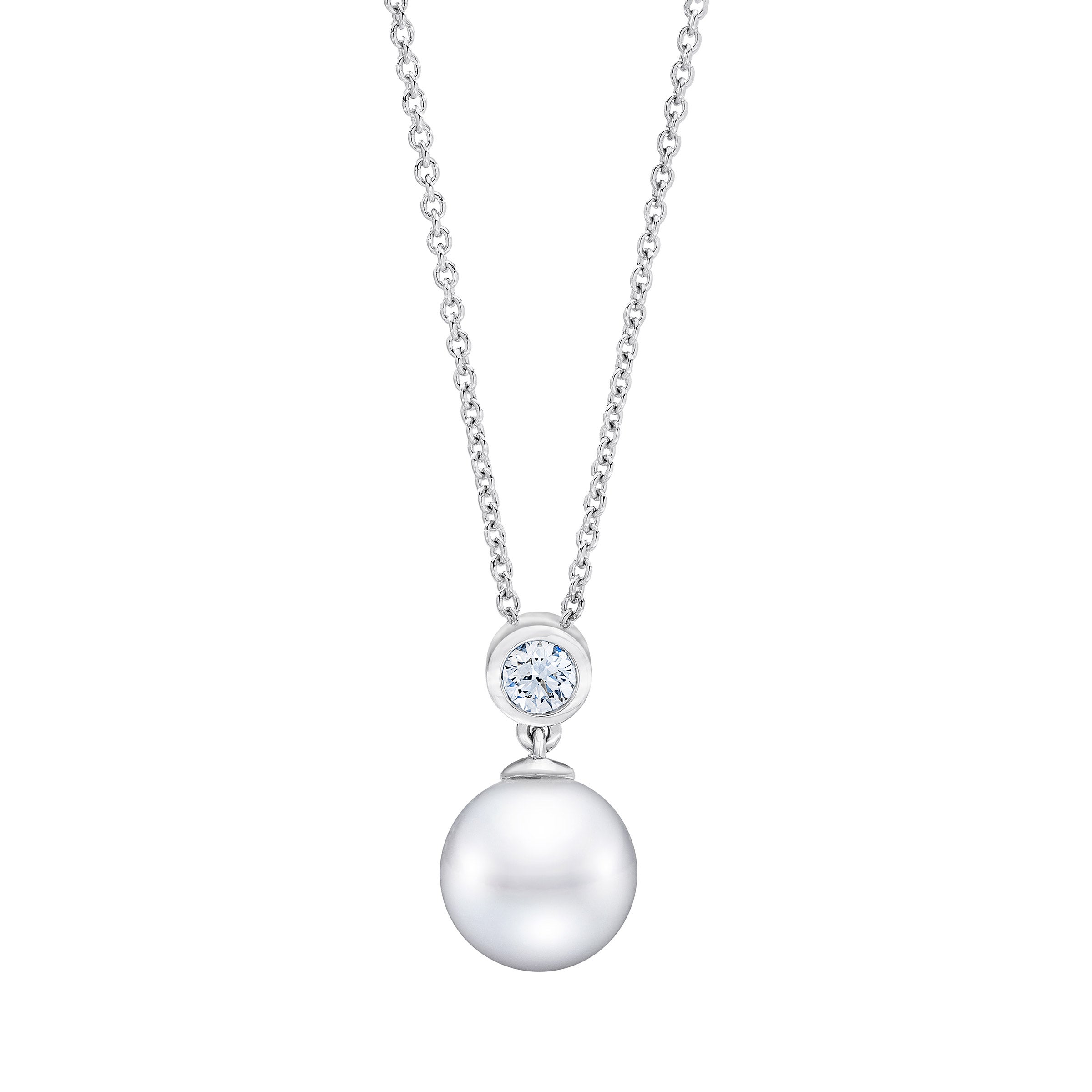 14KY GOLD & DIAMOND FRESHWATER CULTURED PEARL 8-9MM PENDANT - Image 1