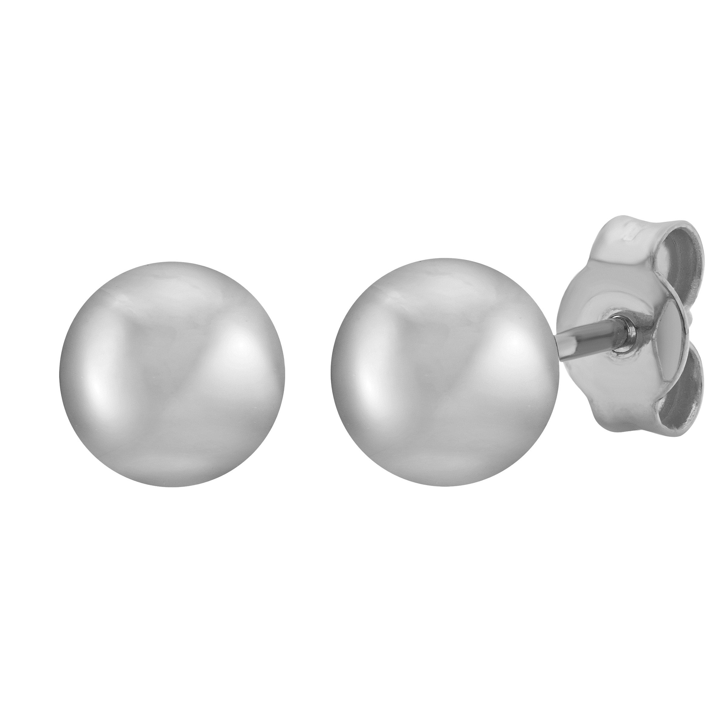 14KT WHITE GOLD BALL STUD EARRINGS MADE IN ITALY - Image 1