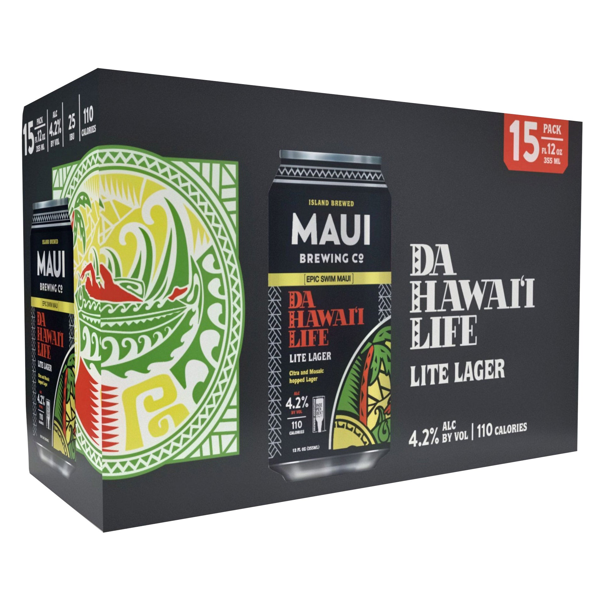MAUI BREWING CO DA HAWAII LIFE LT LAGR 15/12 OZ CANS