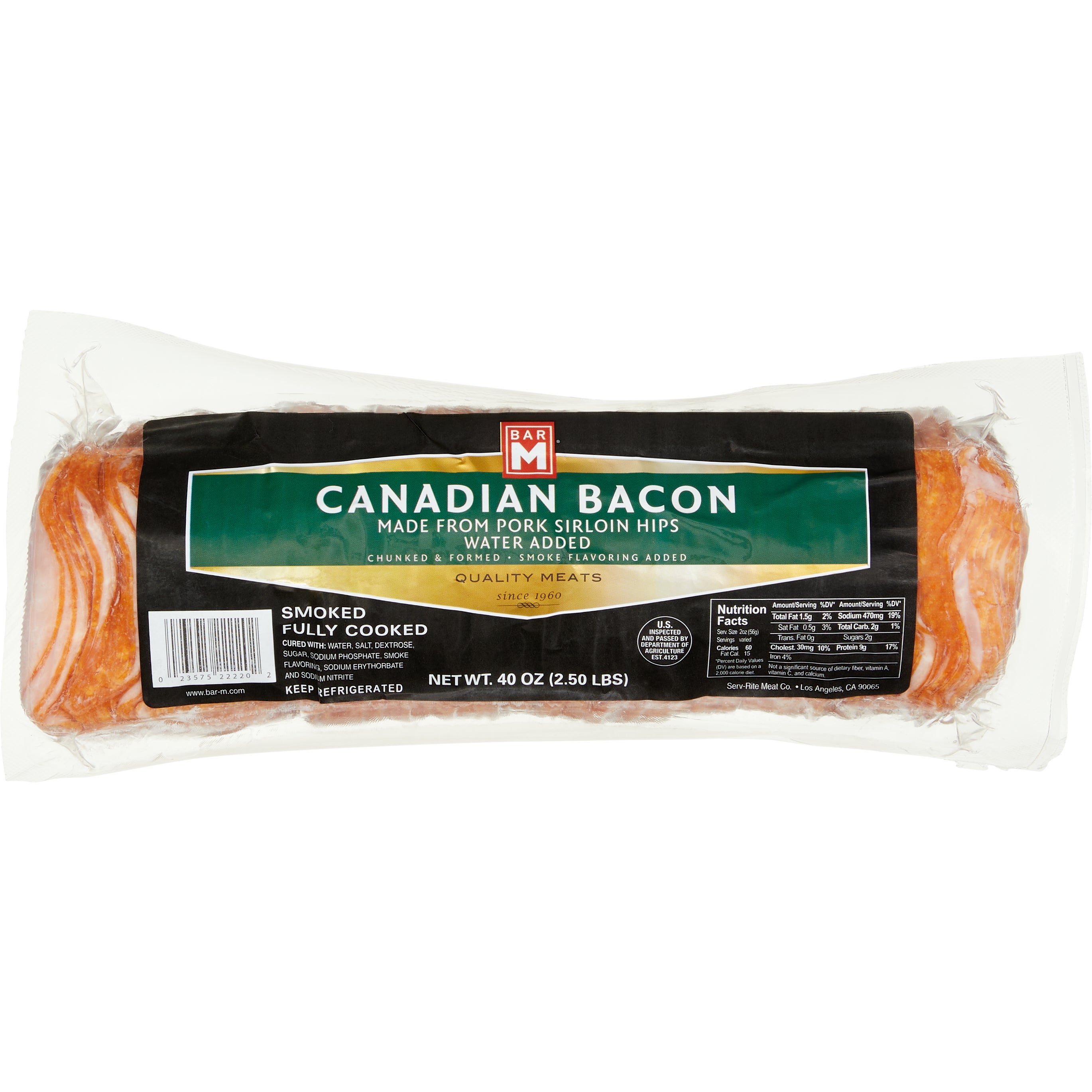 BAR M SLICED CANADIAN BACON 2.5 LBS
