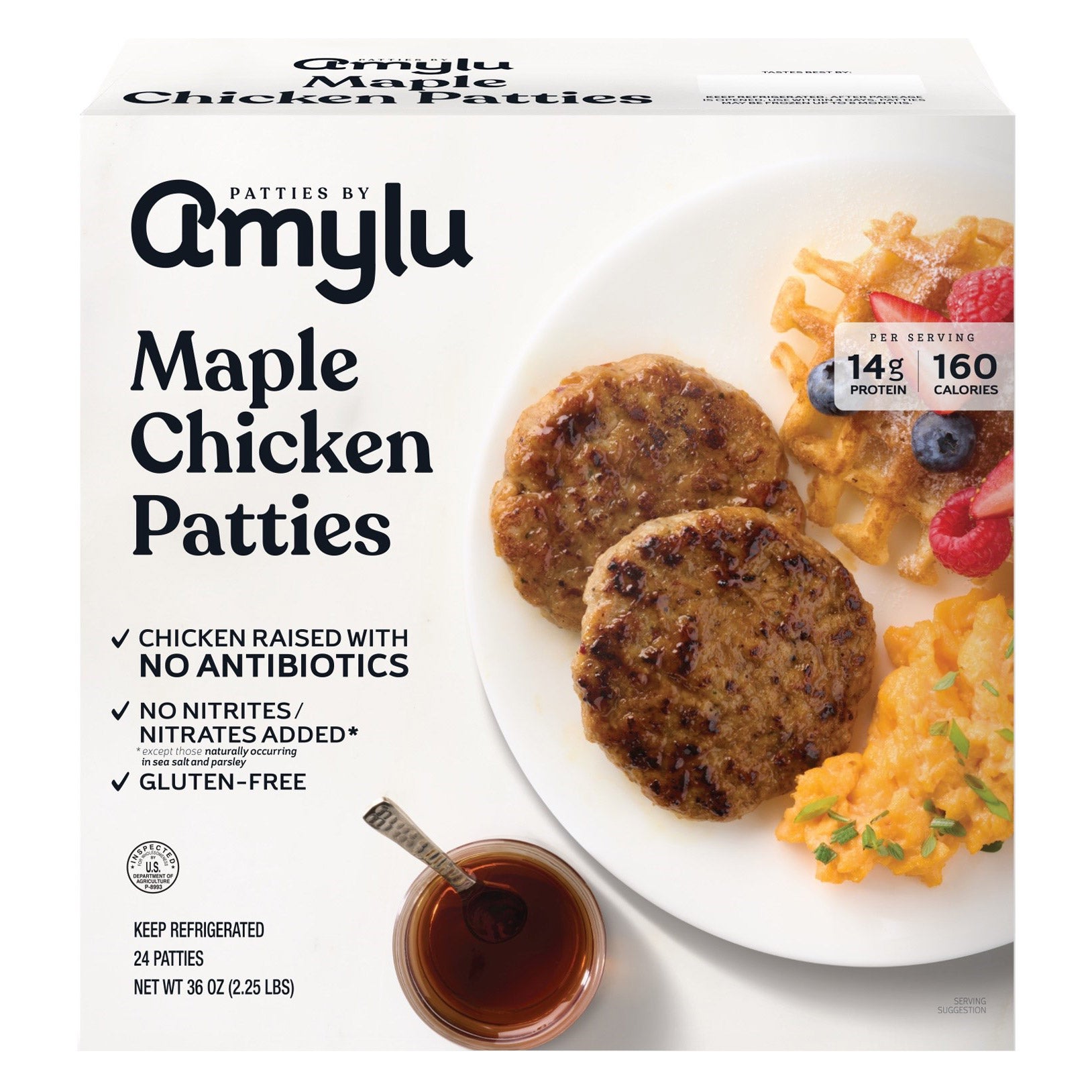 AMYLU ABF MAPLE CHICKEN PATTIES 24 - 1.5 OZ (2.25 LBS) - Image 1