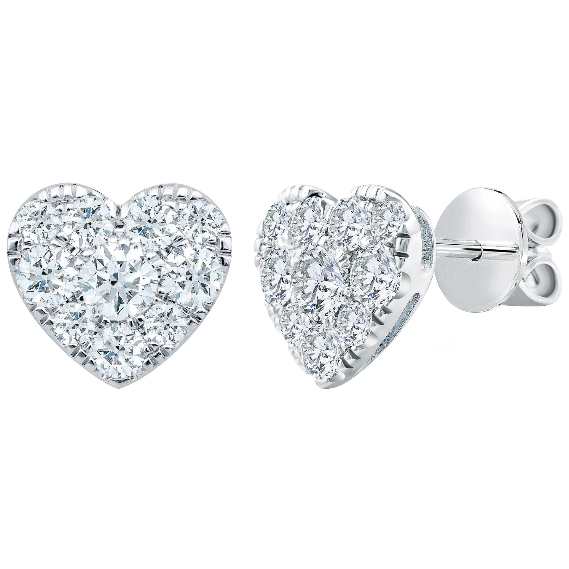 14KT WHITE GOLD VS2 I 1.00CTW ROUND DIAMOND HEART EARRINGS - Image 1