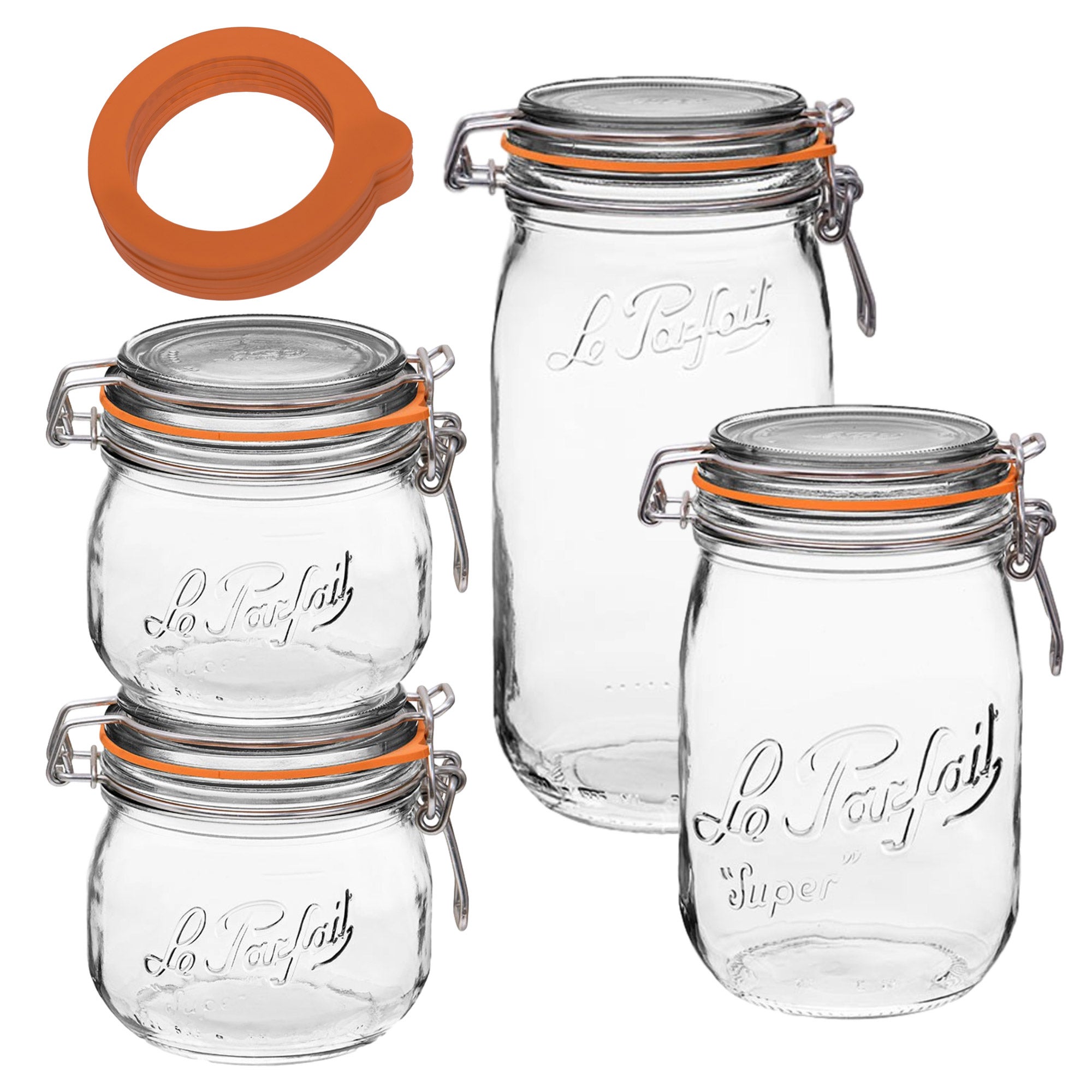 LE PARFAIT 4-PIECE SUPER JARS SET WITH 8 EXTRA SEALS