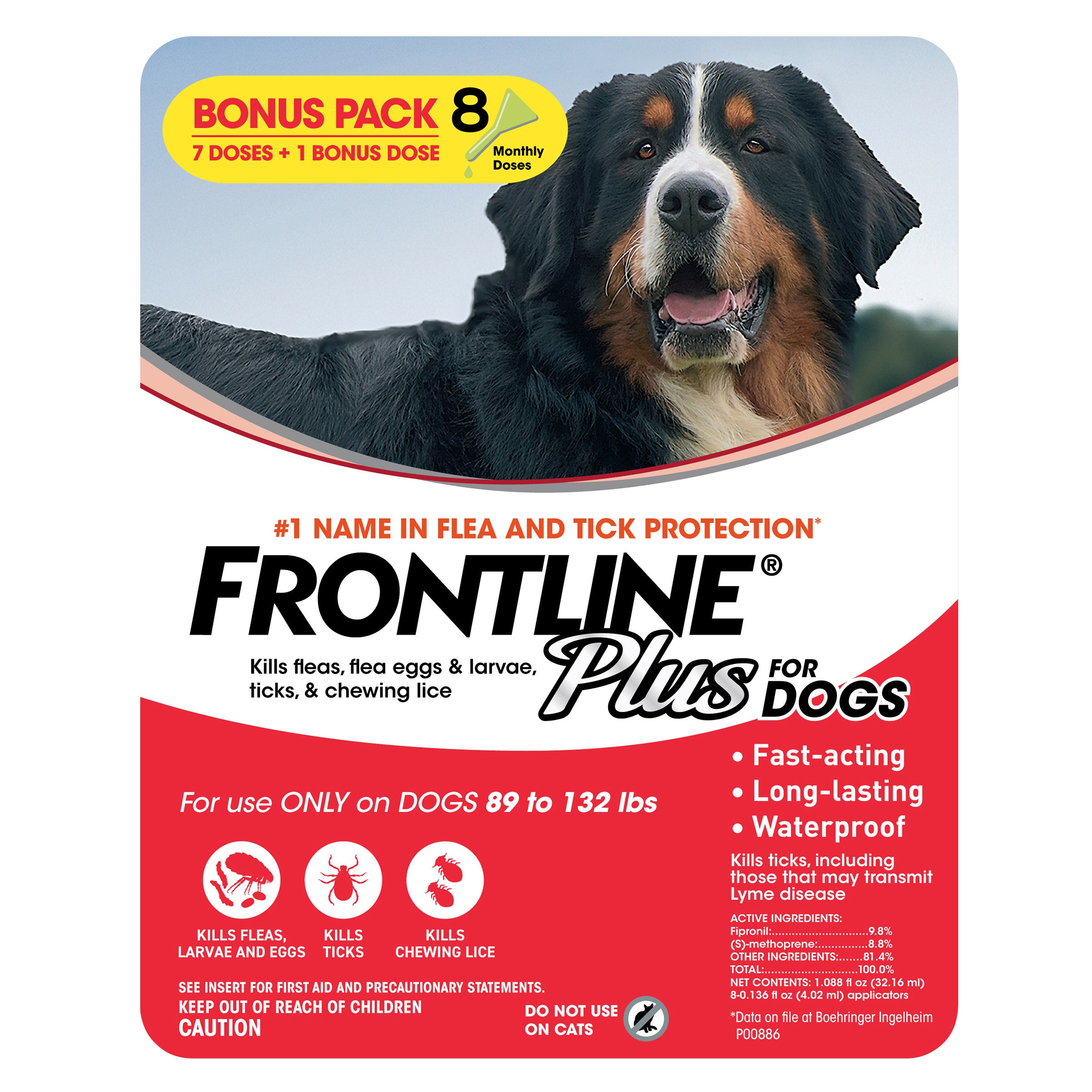 FRONTLINE PLUS FOR DOGS 89 TO 132 LBS 8 MONTH SUPPLY