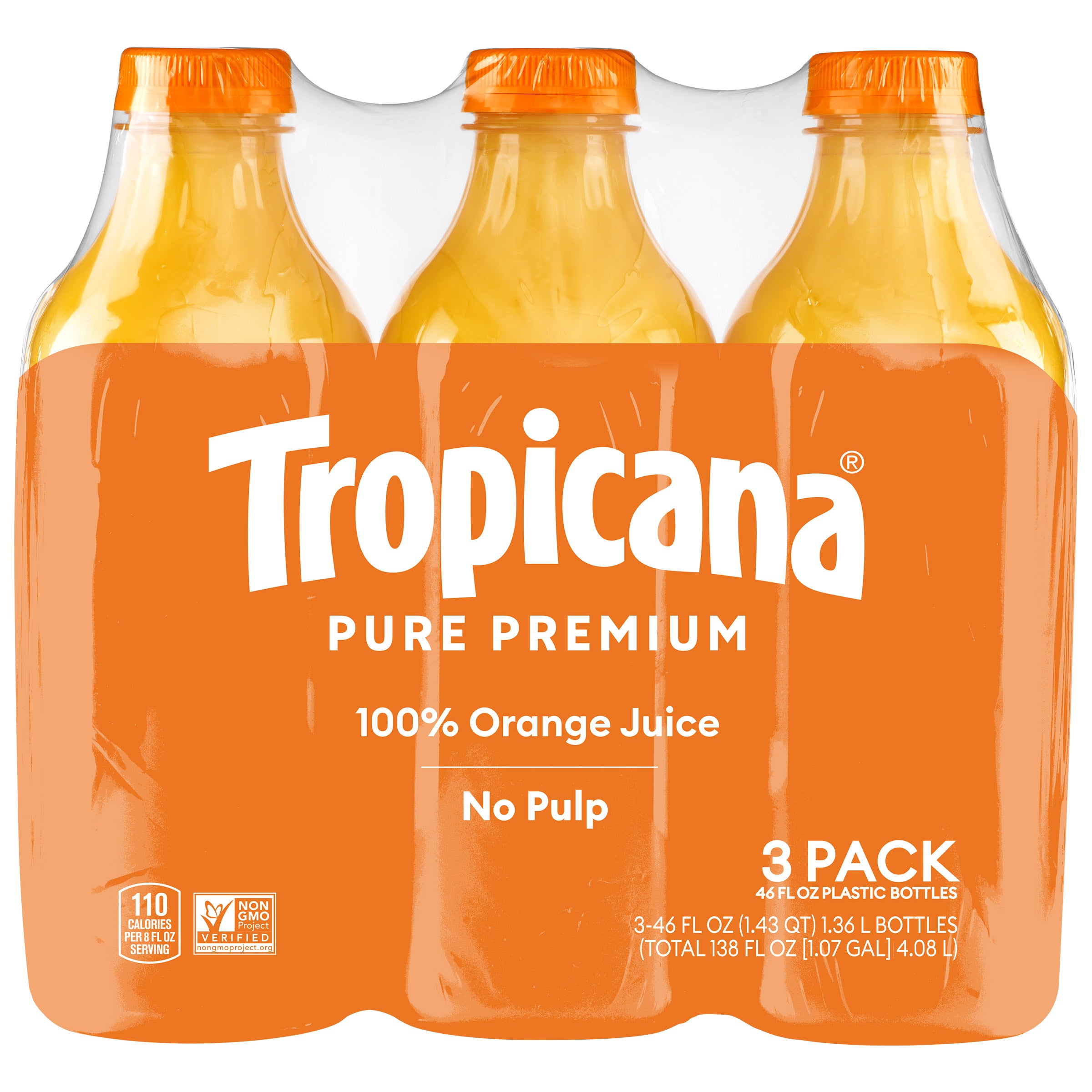 TROPICANA PURE PREMIUM ORANGE JUICE 3/46 OUNCE BOTTLES - Image 1