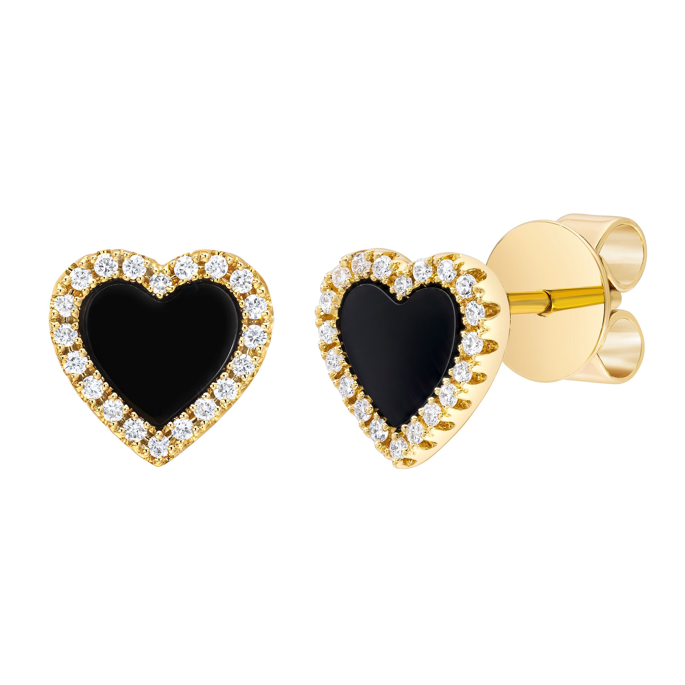 14KT YELLOW GOLD VS2 I .10 CTW DIAMOND AND BLACK ONYX EARRINGS - Image 1