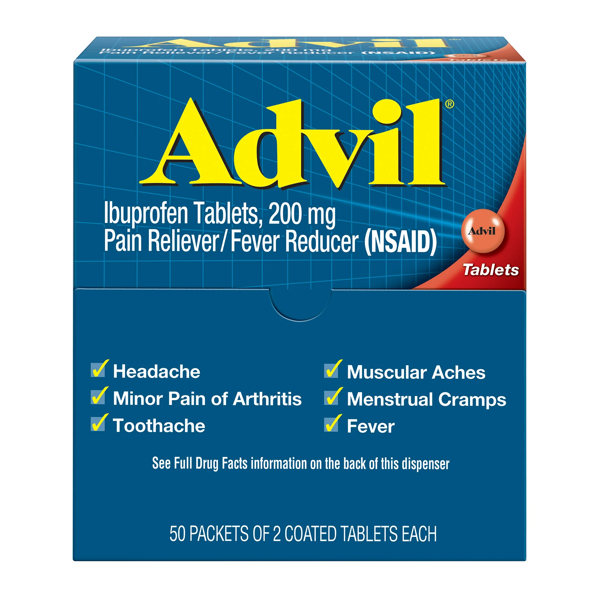 ADVIL IBUPROFEN TABLETS/200M 50 PK/2 CT - Image 1