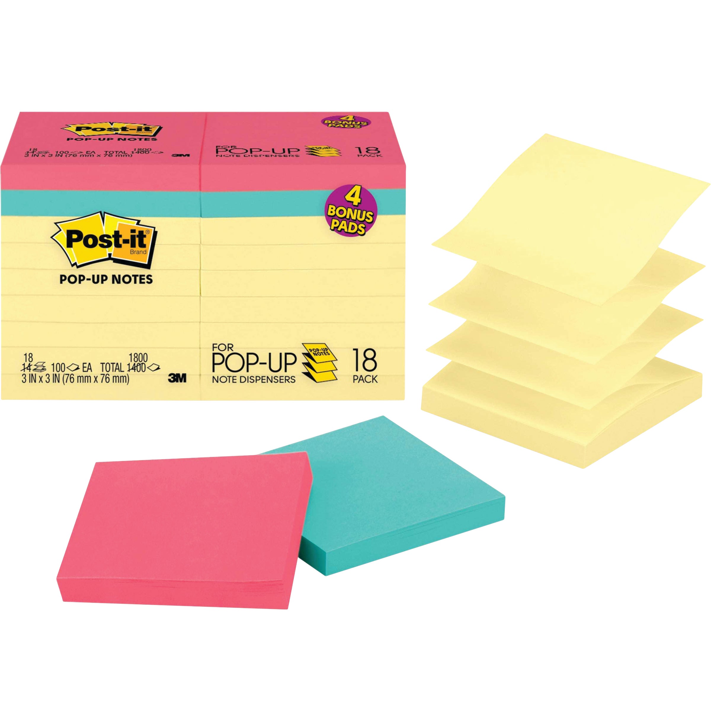 POST-IT POPUP REFILL 3X3 18PK MMMR330144B - Image 1