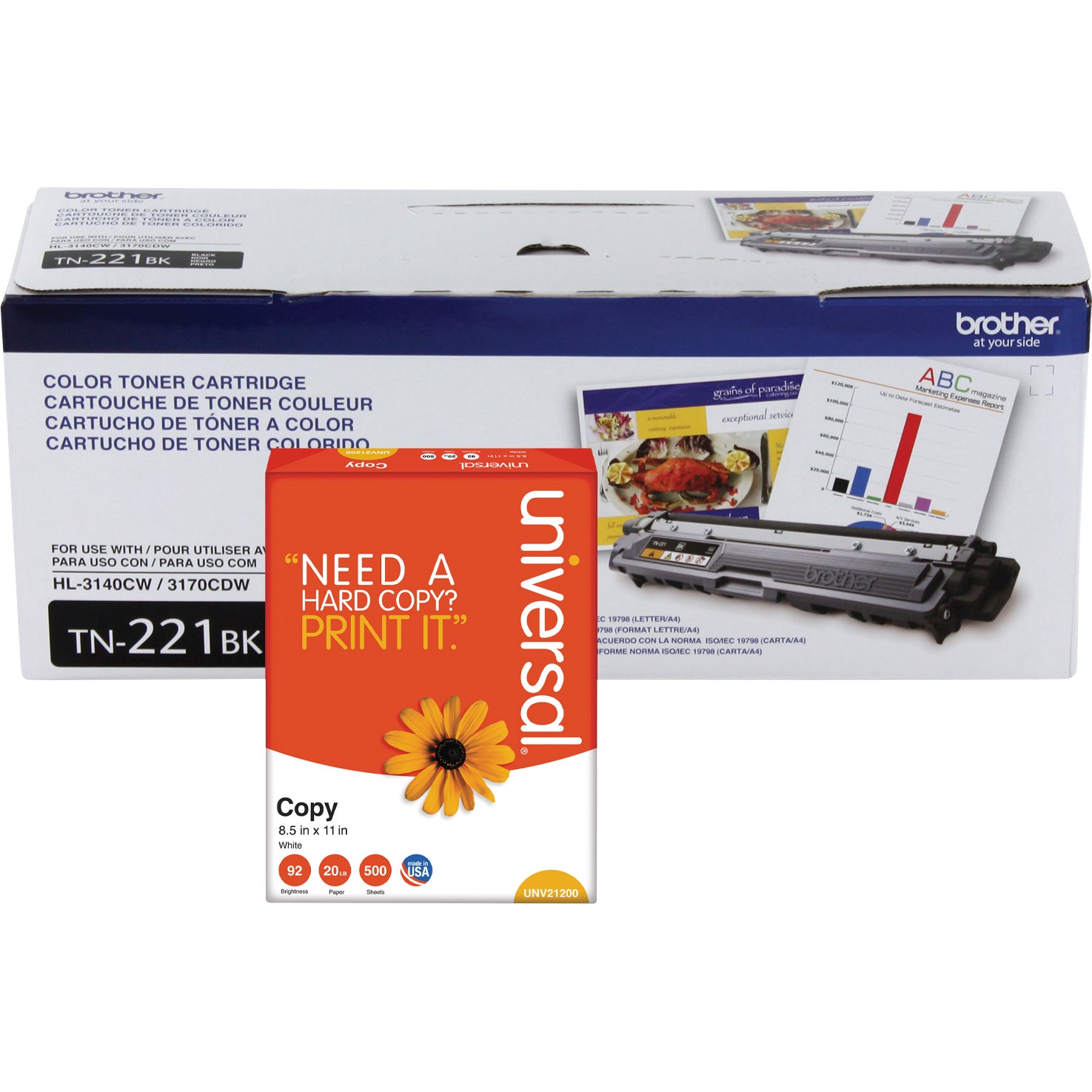 BROTHER BLACK TONER CARTRIDGE BRTTN221BKKT 2PK