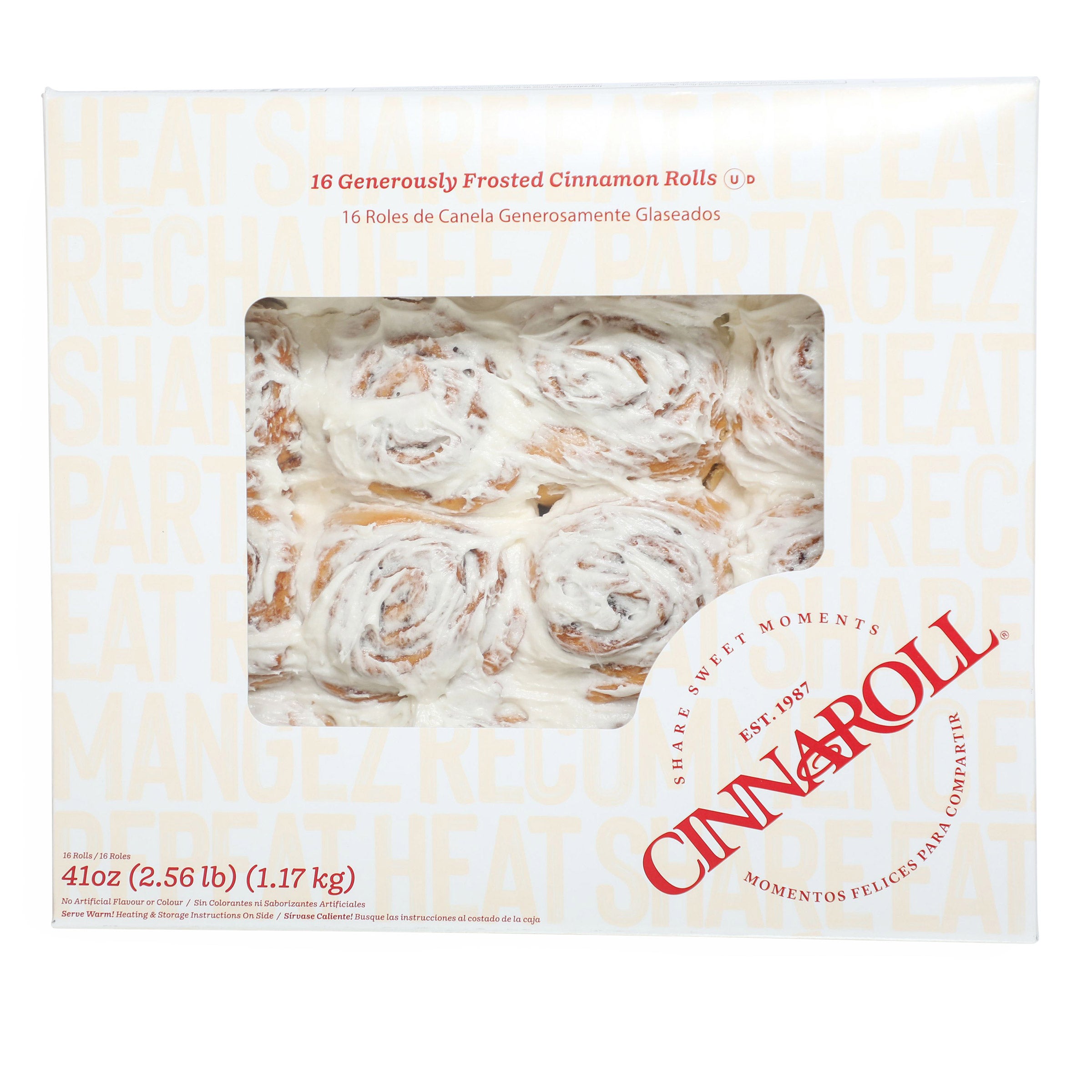 CINNAROLL FROSTED CINNAMON ROLLS 16 CT (2.56 LBS)