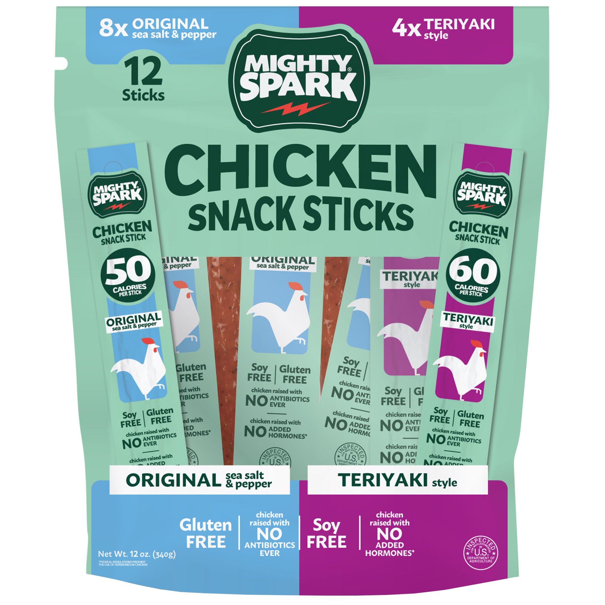 MIGHTY SPARK CHICKEN STICKS VARIETY 12 CT / 1 OZ (0.75LB) - Image 1