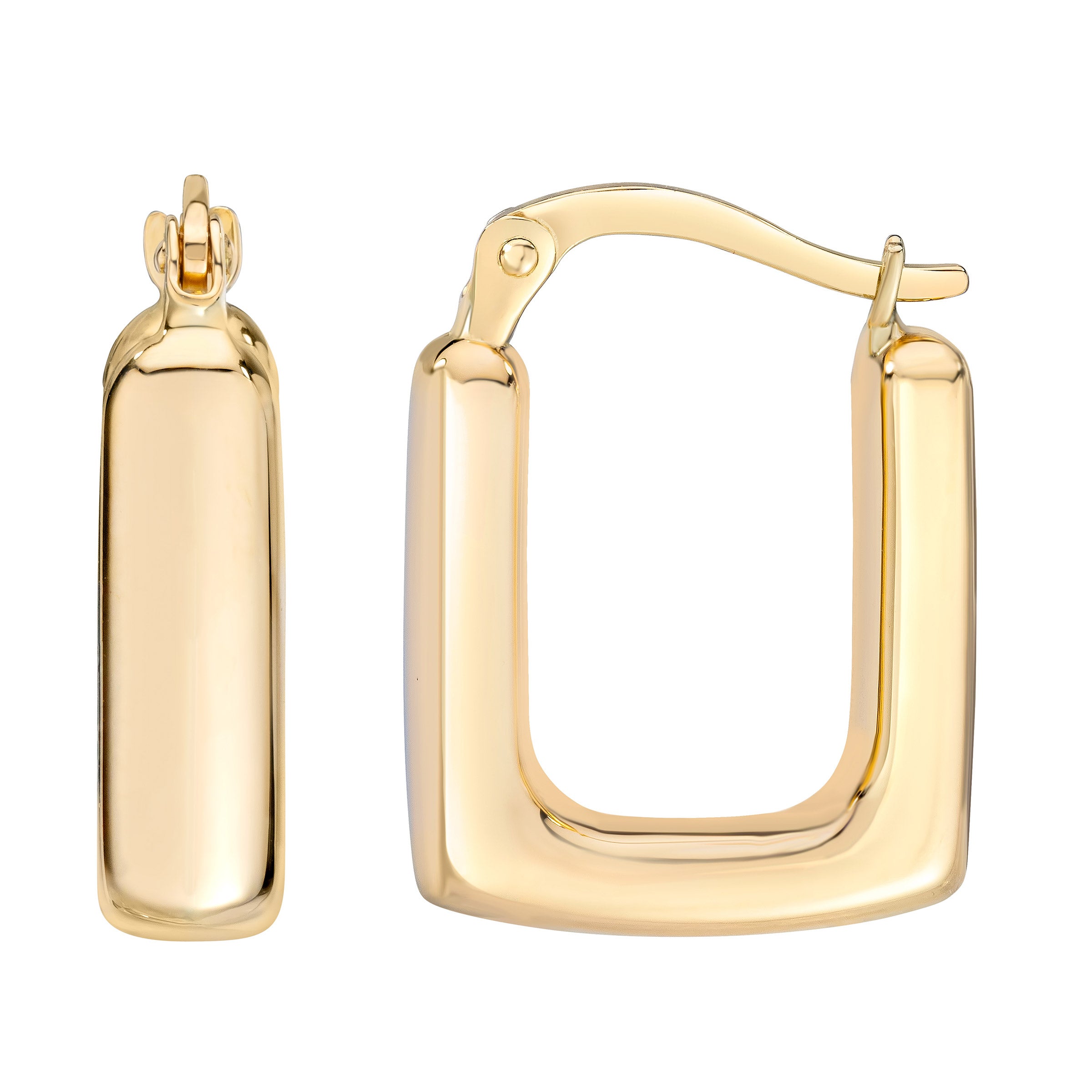 14KT YELLOW GOLD SQUARE HOOP EARRINGS - Image 1