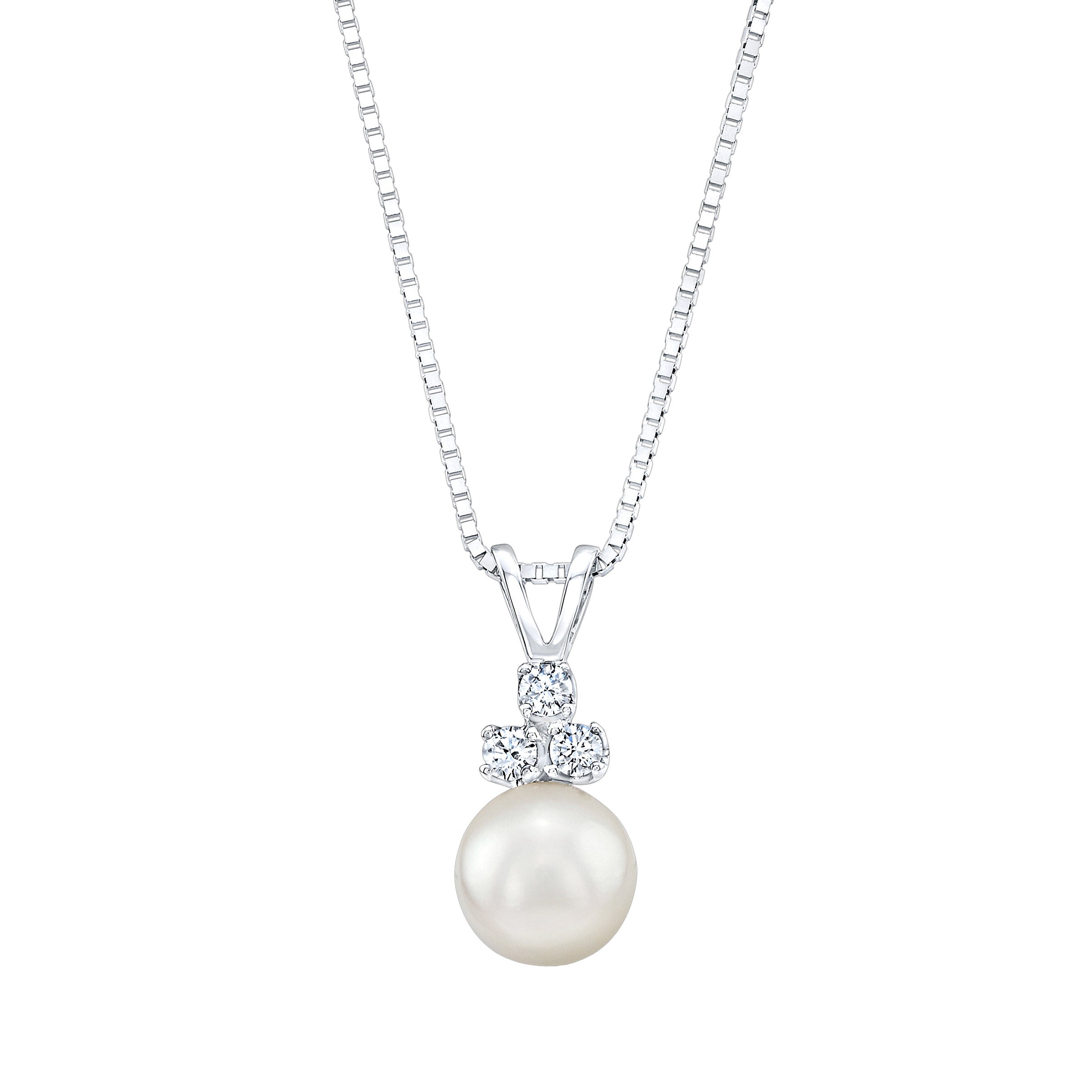 14KT GOLD & DIAMOND AKOYA CULTURED PEARL 8-8.5MM PENDANT 17¨