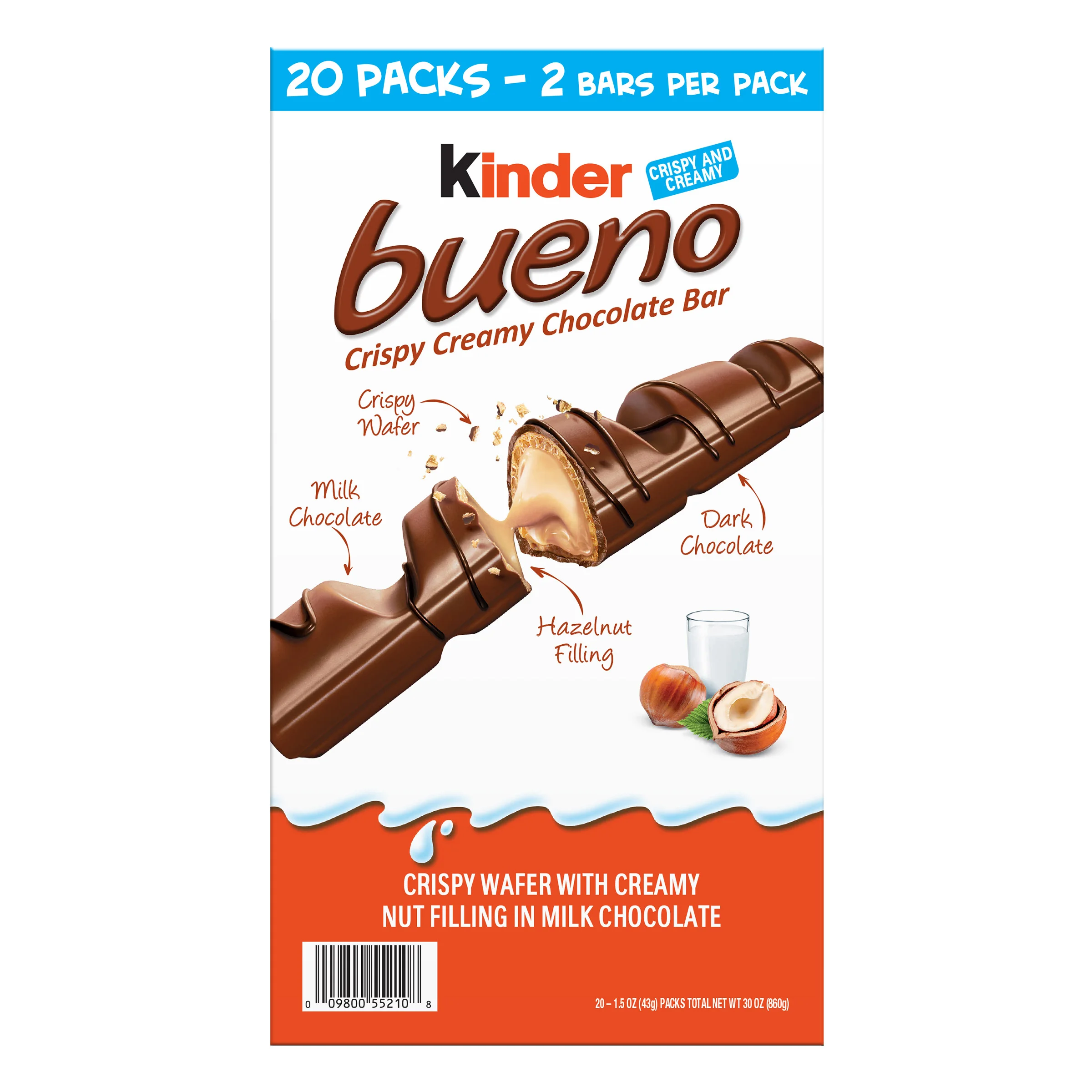 KINDER BUENO CHOCOLATE BAR 20 CT/1.5 OZ
