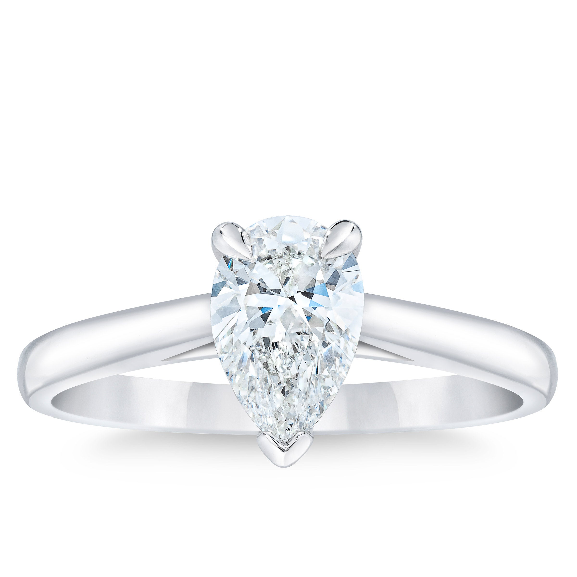 1.09CT PEAR SHAPE PLATINUM SOLITAIRE RING IF "F" COLOR - Image 1