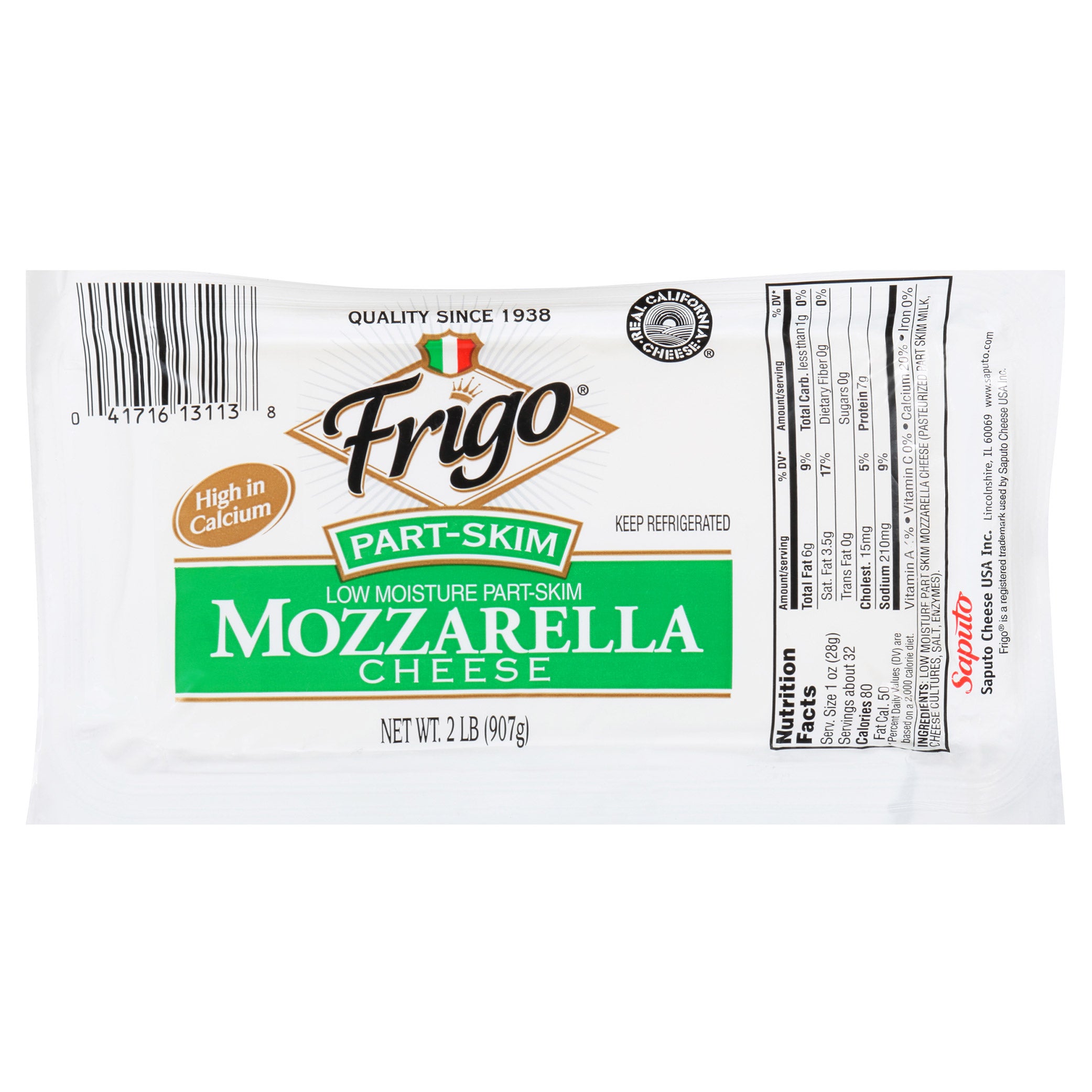 FRIGO PART SKIM MOZZARELLA CHEESE 2 LBS.