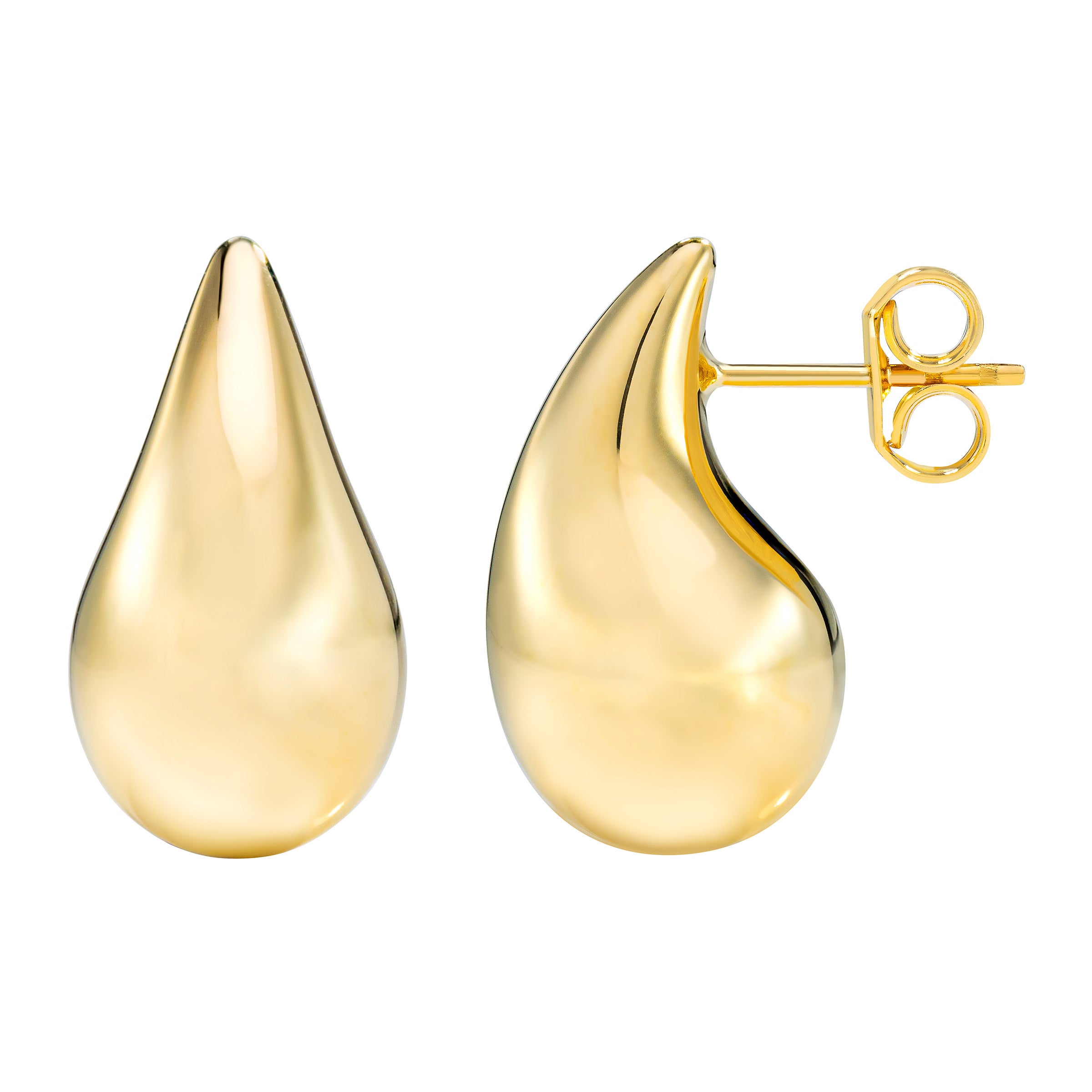 14KT YELLOW GOLD TEARDROP STUD EARRINGS - Image 1
