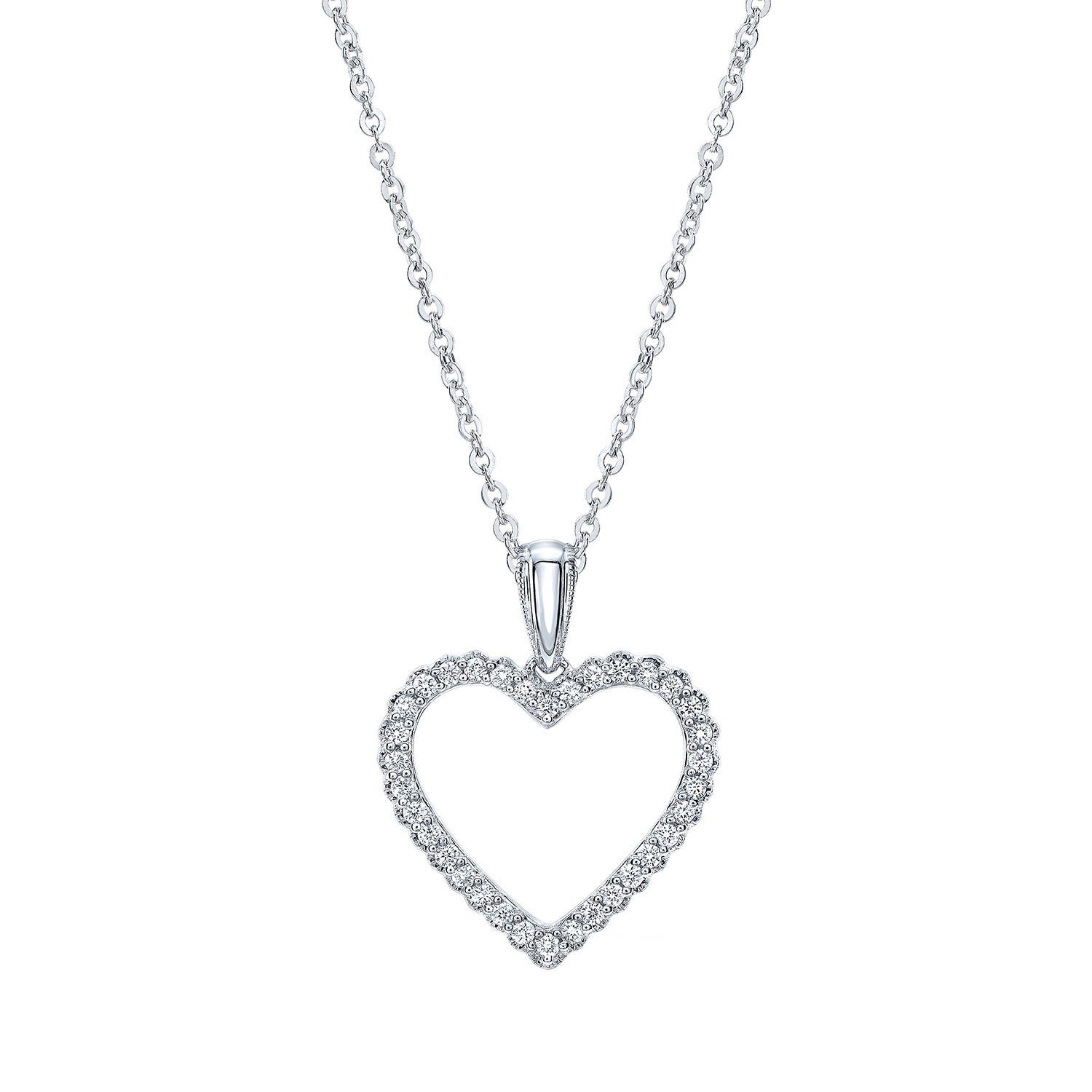 14KT WHITE GOLD VS2 I 0.20CTW ROUND DIAMOND HEART PENDANT - Image 1