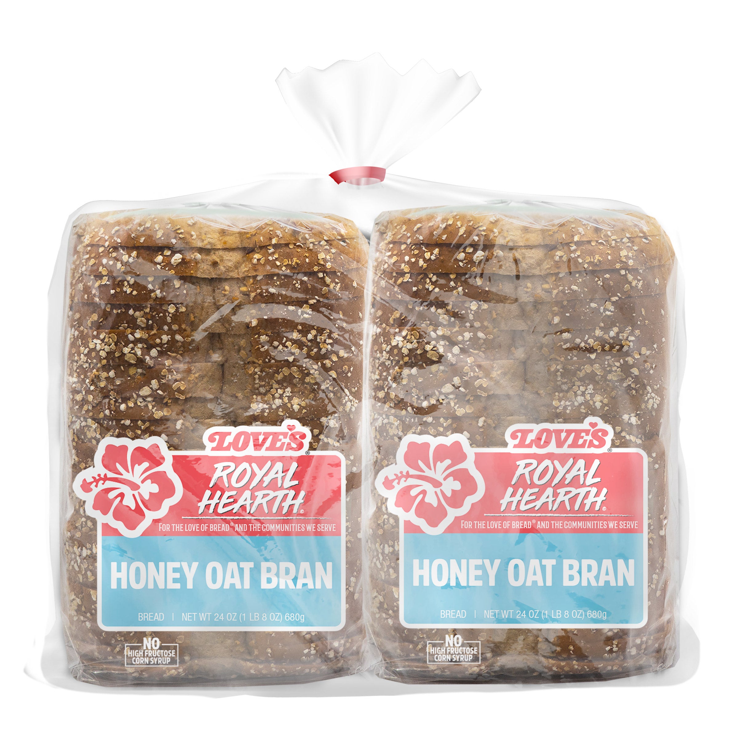 LOVE'S ROYAL HEARTH HONEY OAT BRAN BREAD 2/24 OZ LOAVES