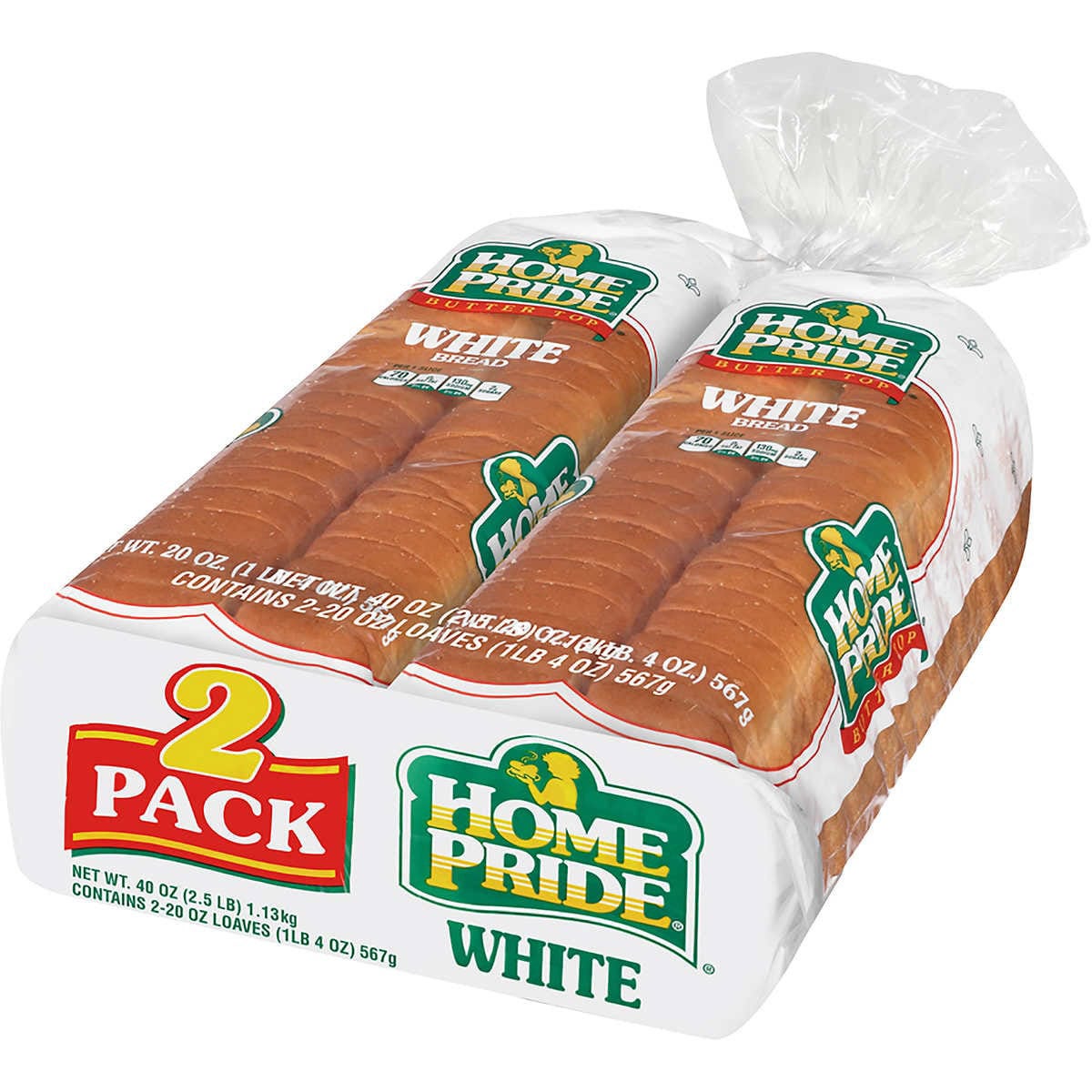 HOMEPRIDE SPLIT TOP WHITE BREAD 2/20 OZ