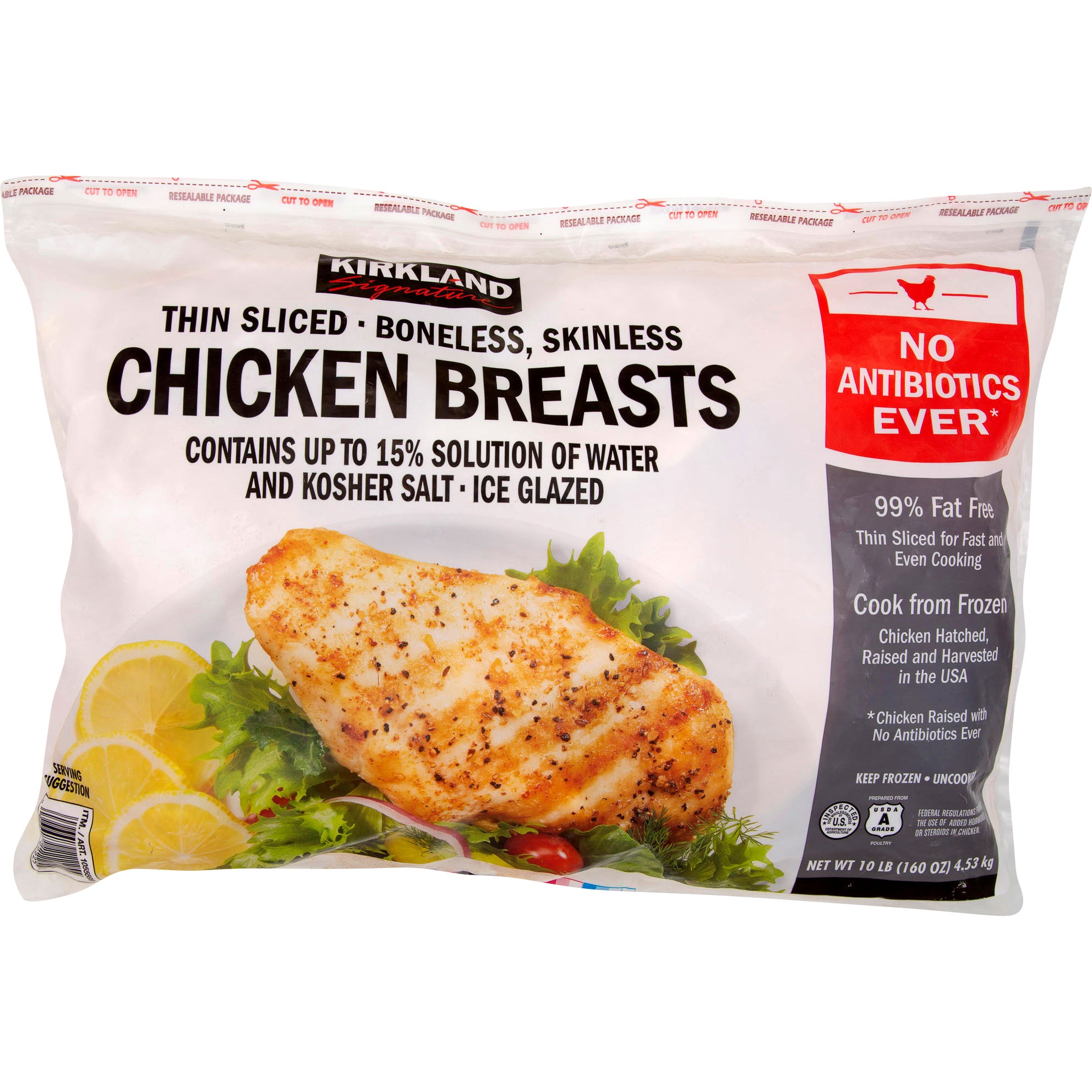 KIRKLAND SIGNATURE THIN SLICED BONELESS CHICKEN BREAST 10 LBS
