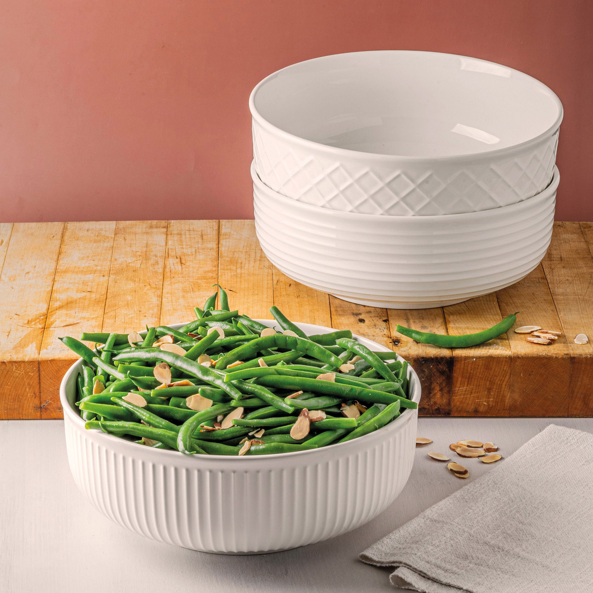 TRUDEAU 3-PIECE PORCELAIN SERVING BOWLS