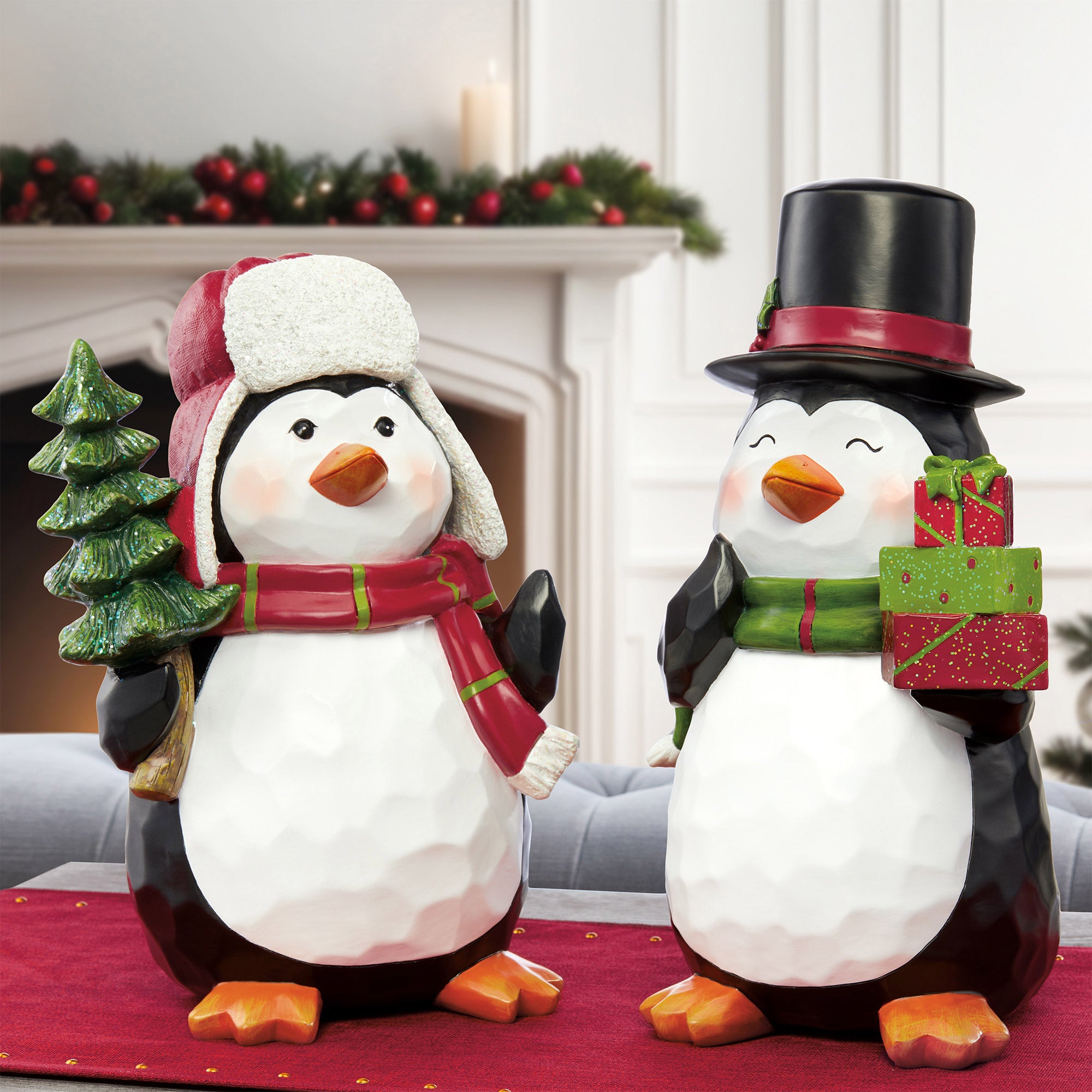 HOLIDAY PENGUINS RESIN SET OF 2 - Image 1