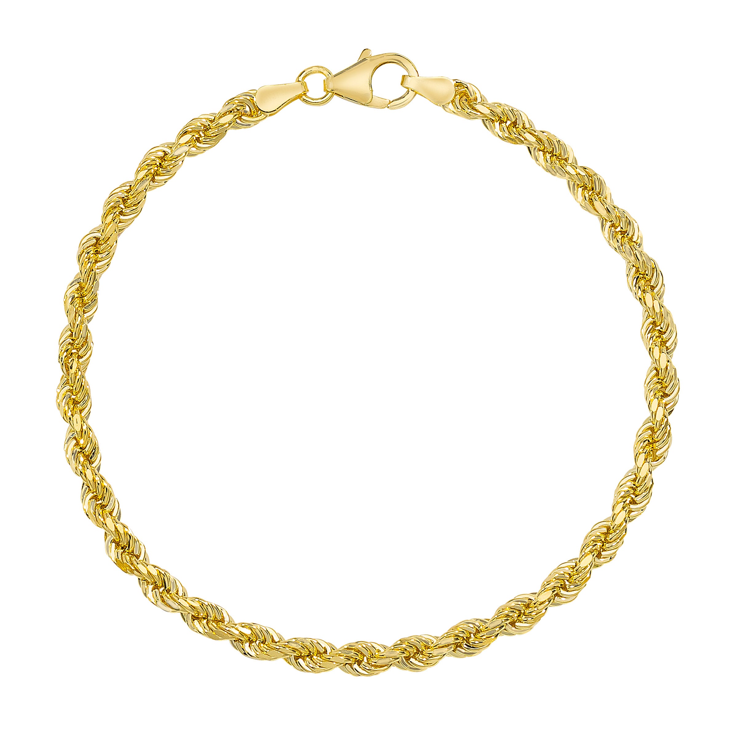 14KT YELLOW GOLD 7.5¨ ROPE CHAIN BRACELET MADE IN ITALY - Image 1